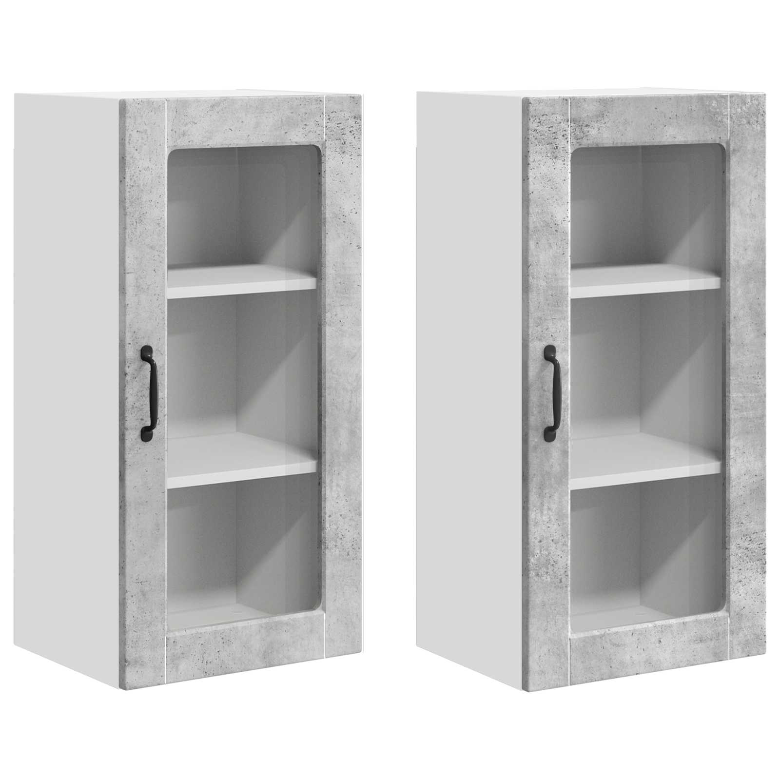 Virtuvės sieninė spintelė 2 pcs Betono pilka 40 x 31 x 80 cm