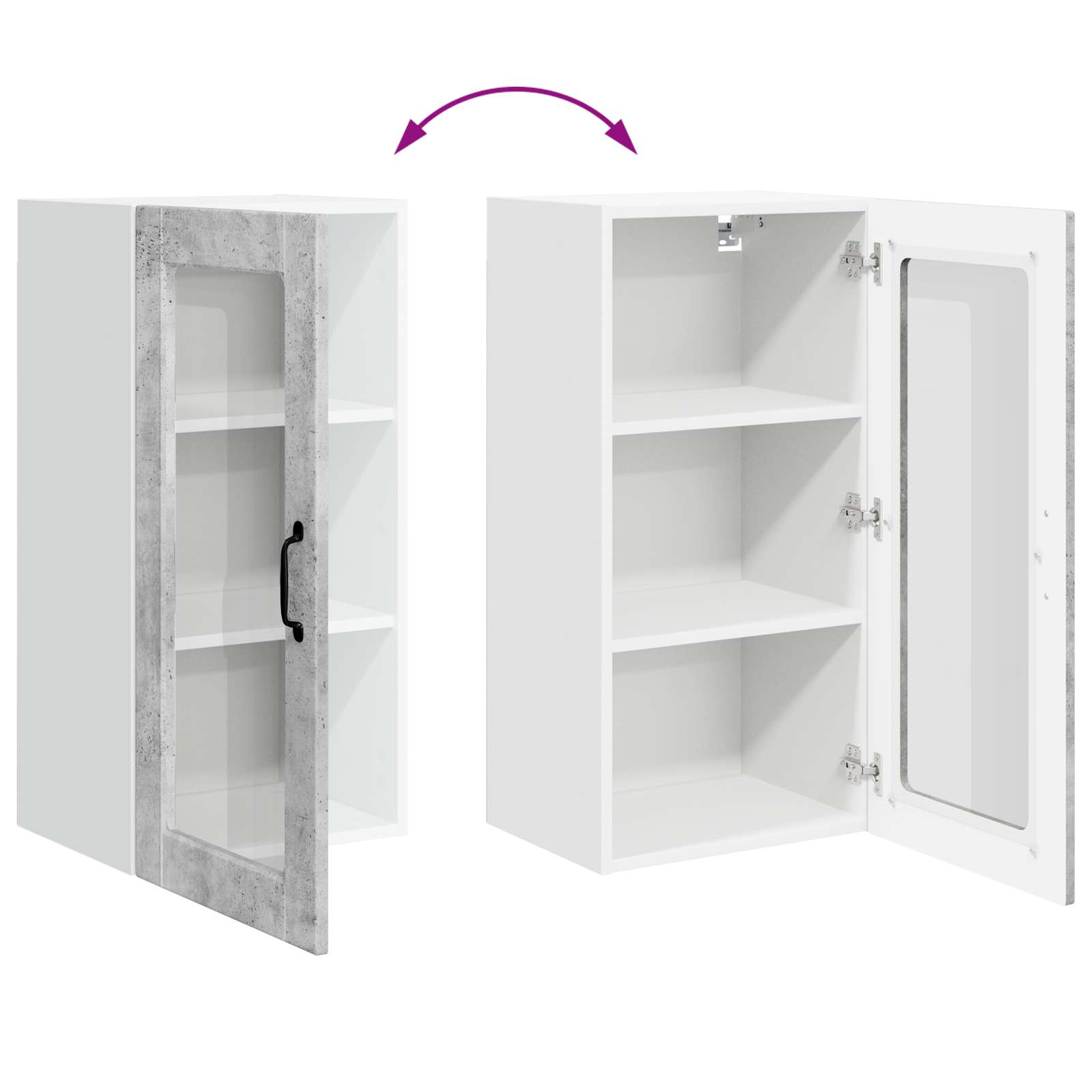 Virtuvės sieninė spintelė 2 pcs Betono pilka 40 x 31 x 80 cm
