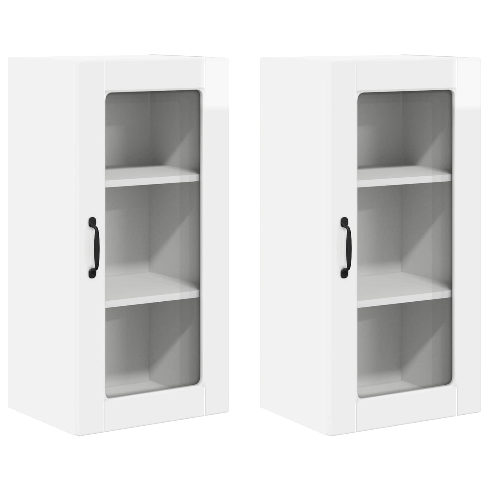 Virtuvės sieninė spintelė 2 pcs Aukštai blizganti balta