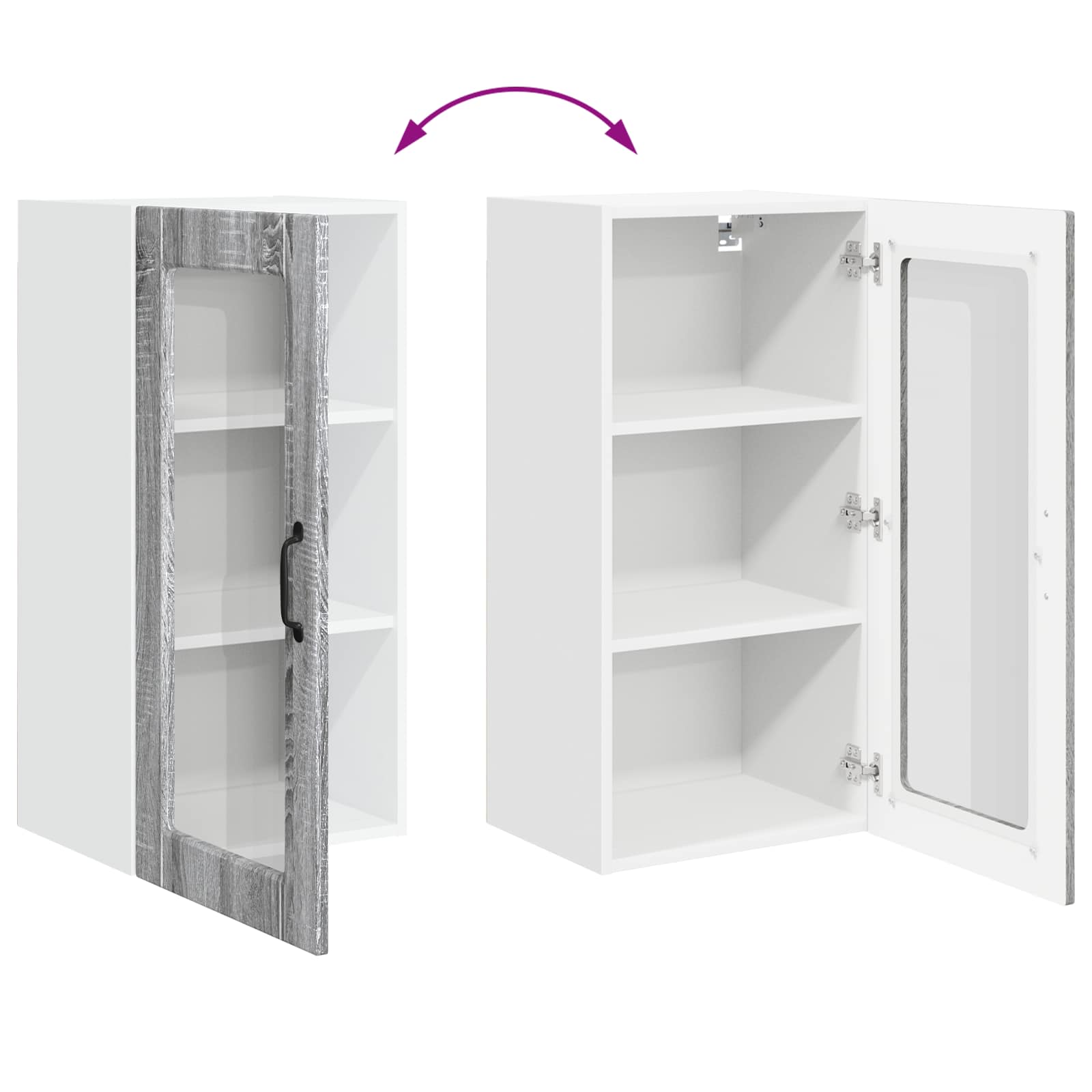 Virtuvės sieninė spintelė 2 pcs Pilkas Sonoma 40 x 31 x 80 cm