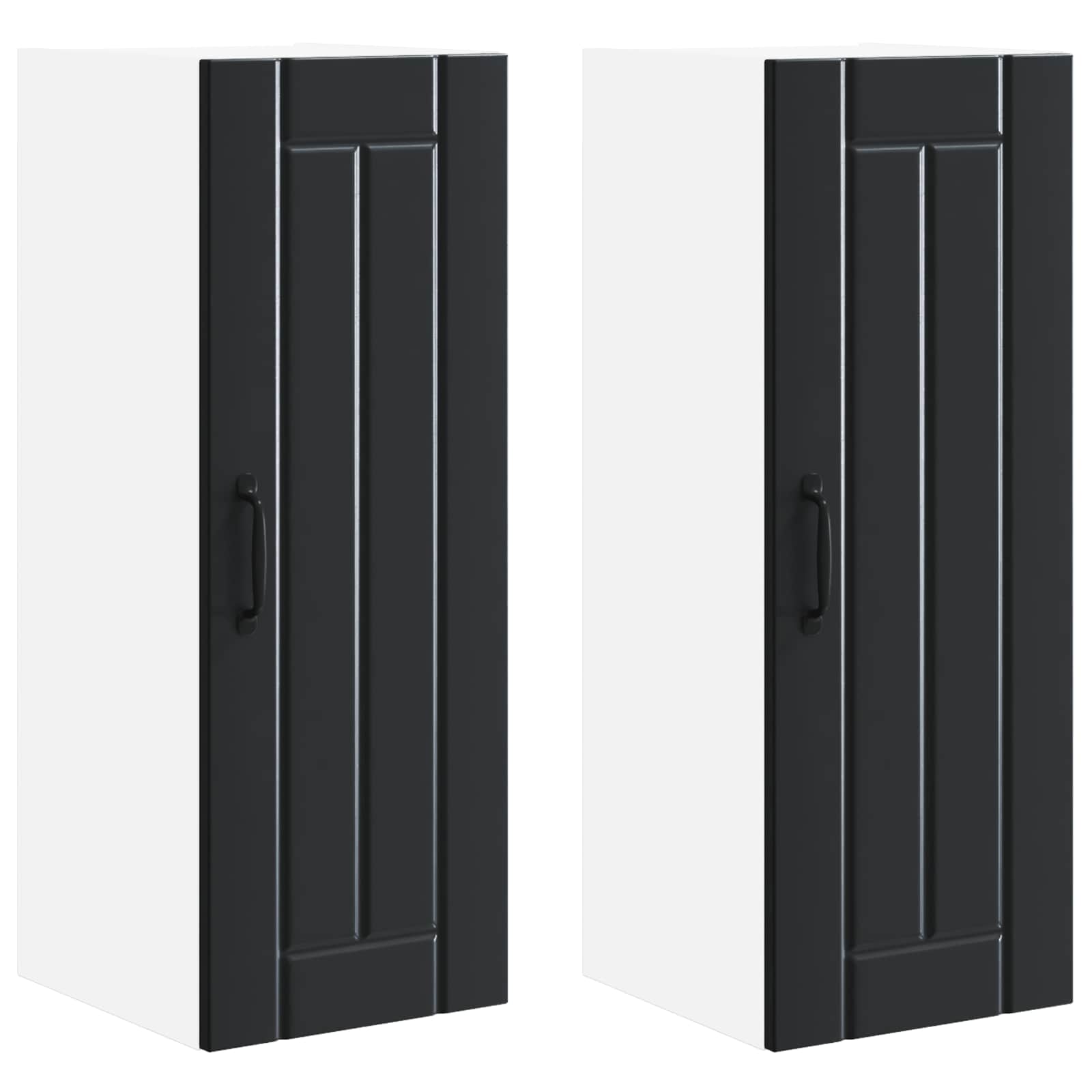 Virtuvės sieninė spintelė 2 pcs Juoda 30 x 31 x 80 cm