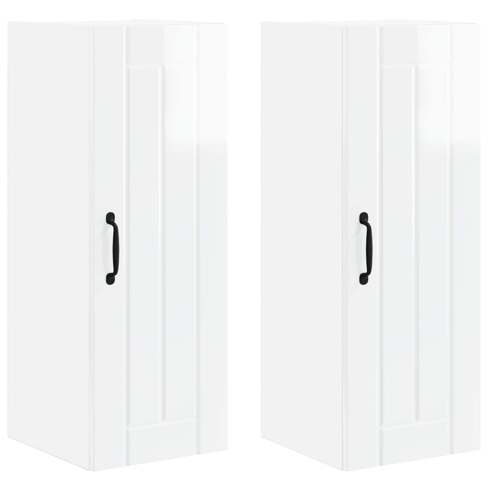 Virtuvės sieninė spintelė 2 pcs Aukštai blizganti balta
