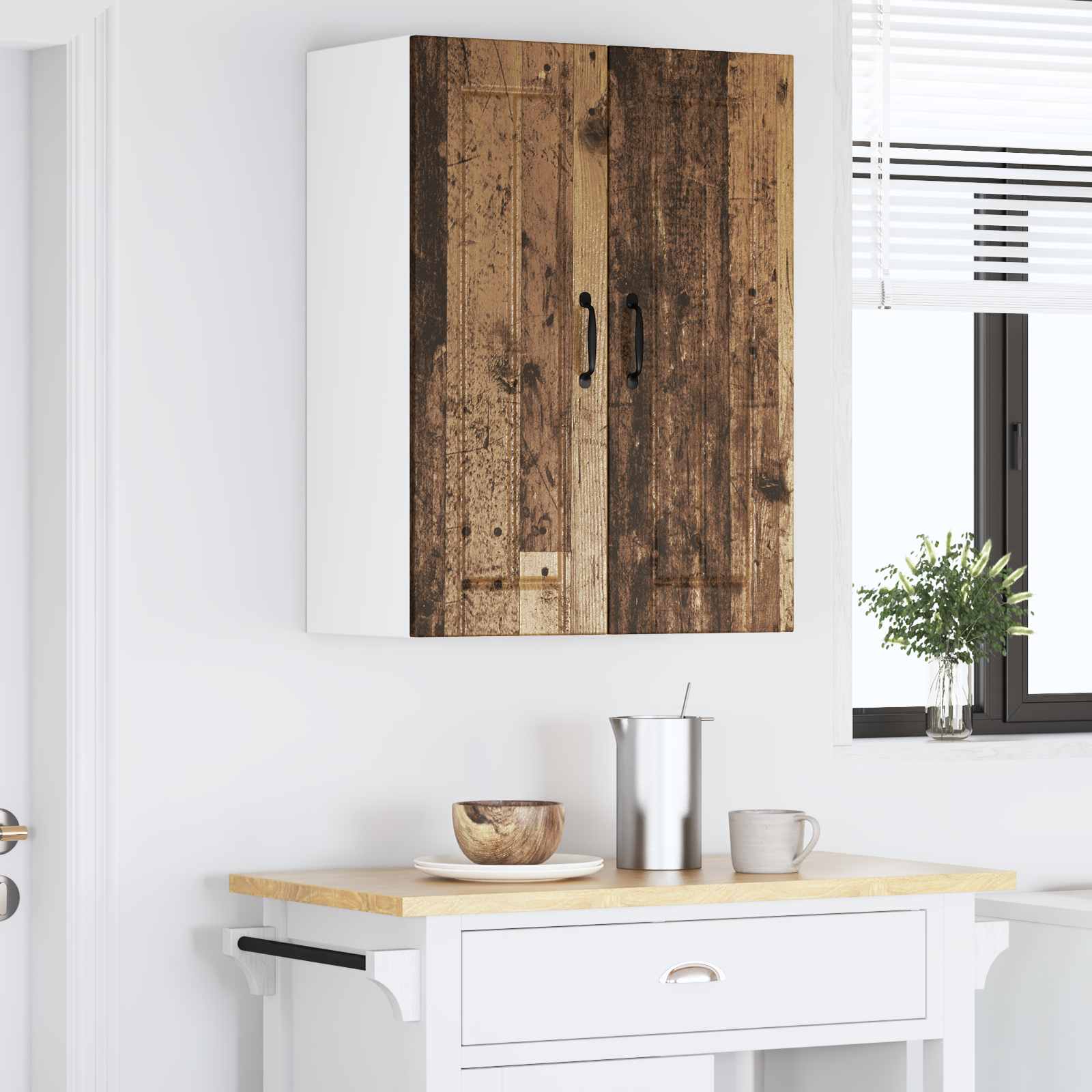 Wall Kitchen Cabinet 2 pcs Antique Wood 30 x 31 x 80 cm