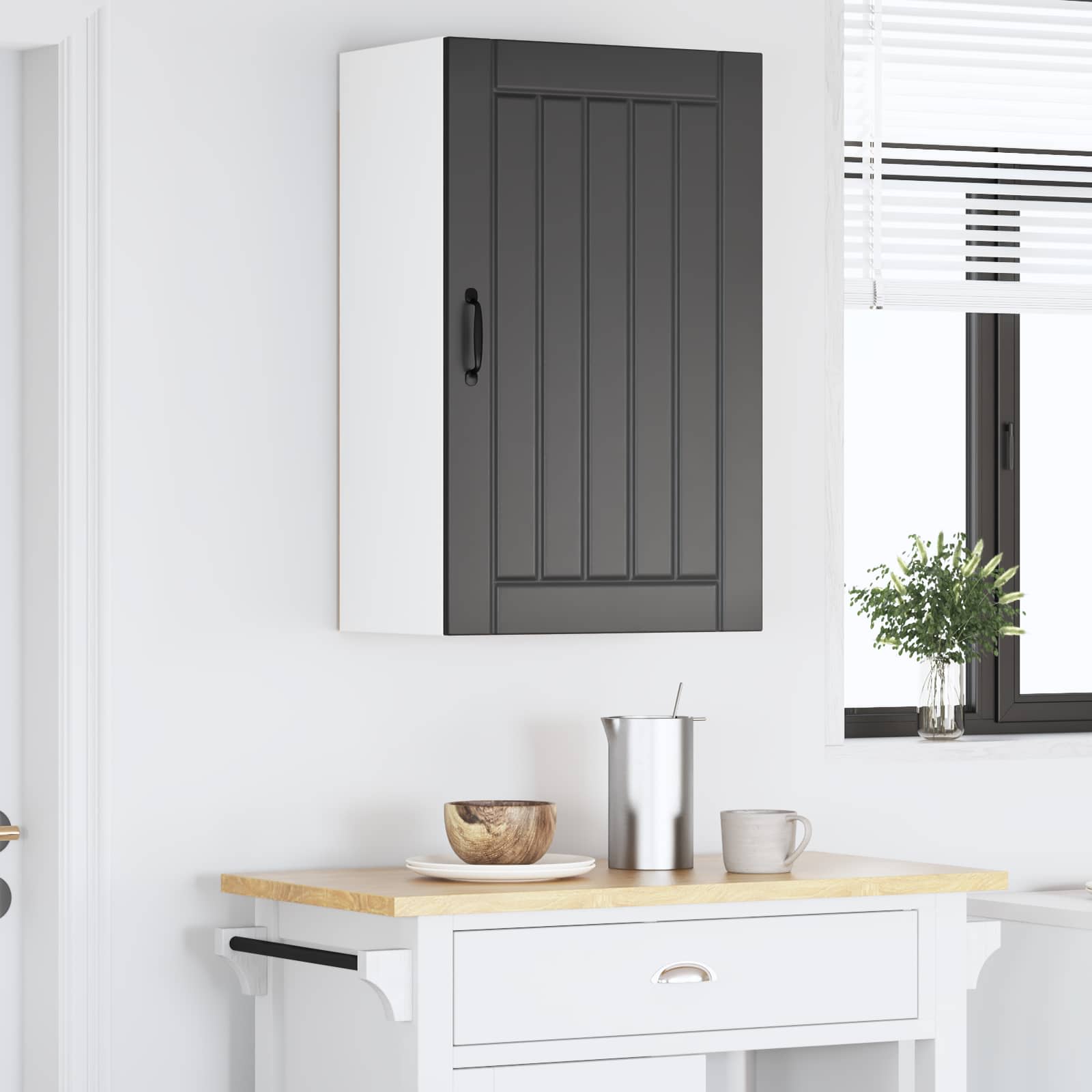 Virtuves sienas skapis ar plauktu melns 50 x 31 x 80 cm