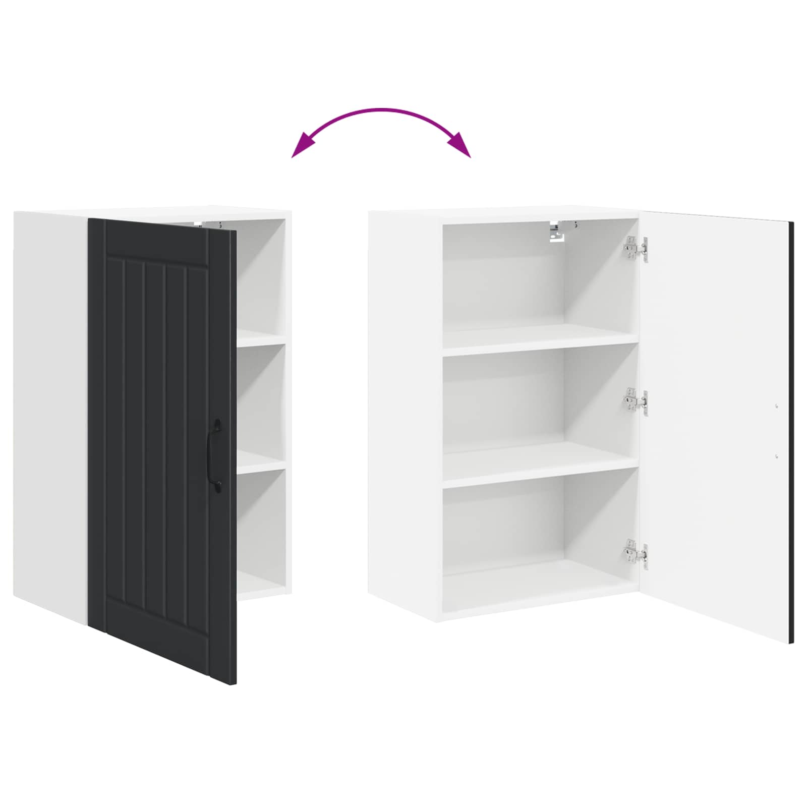 Virtuves sienas skapis ar plauktu melns 50 x 31 x 80 cm