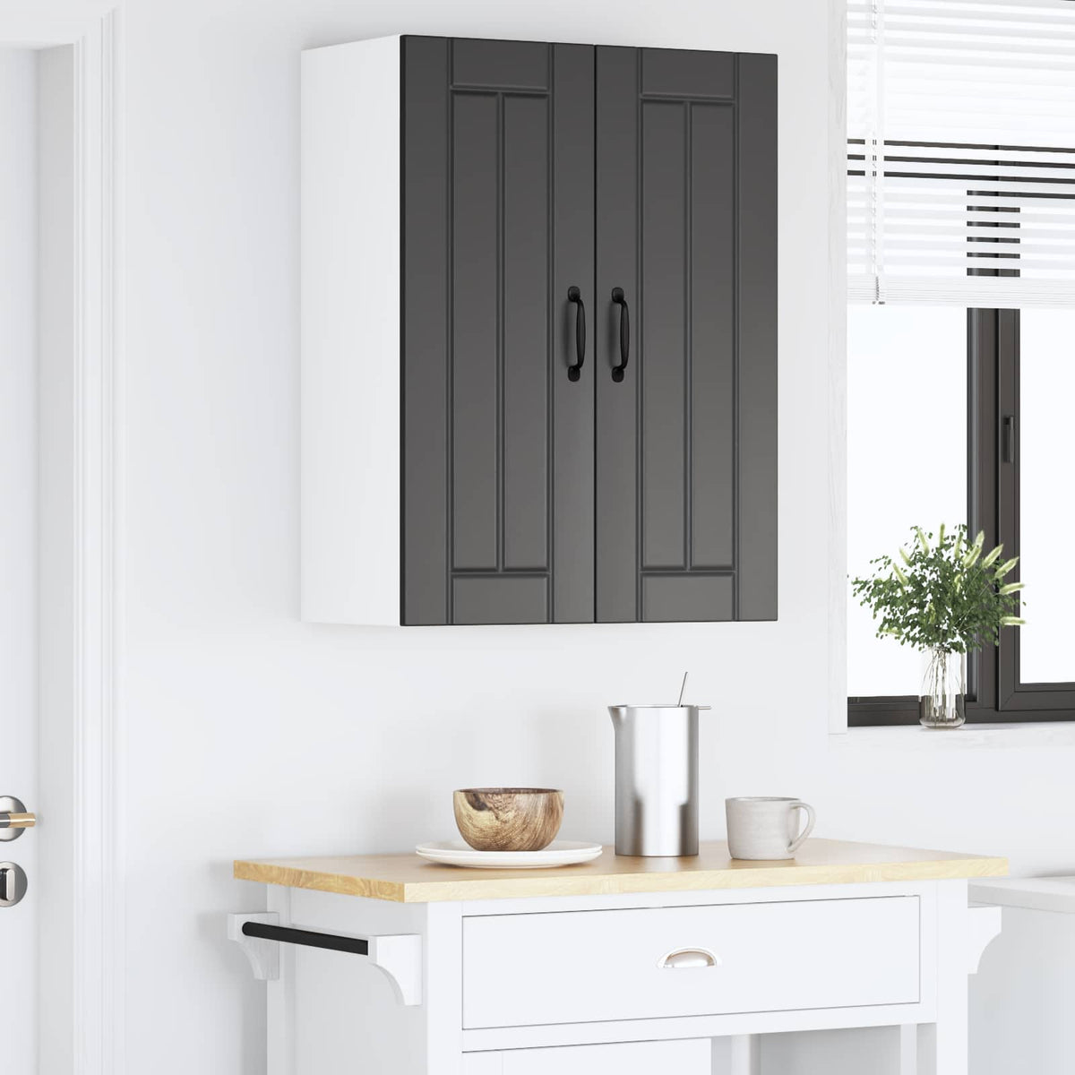 Sieninis stiklinis kabinetas LUCCA Juoda 60 x 31 x 80 cm