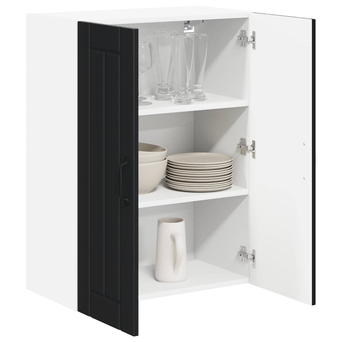 Sieninis stiklinis kabinetas LUCCA Juoda 60 x 31 x 80 cm