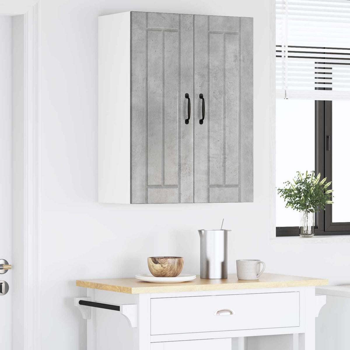 Sieninis stiklinis kabinetas LUCCA Betono pilka 60 x 31 x 80 cm
