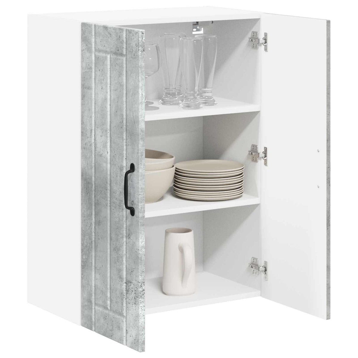 Sieninis stiklinis kabinetas LUCCA Betono pilka 60 x 31 x 80 cm