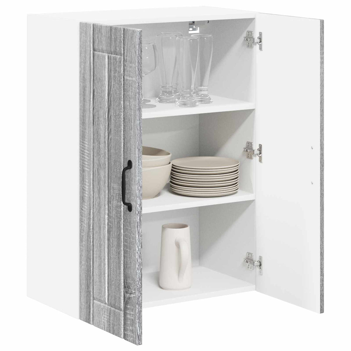 Sieninis stiklinis kabinetas LUCCA Pilka Sonoma 60 x 31 x 80 cm