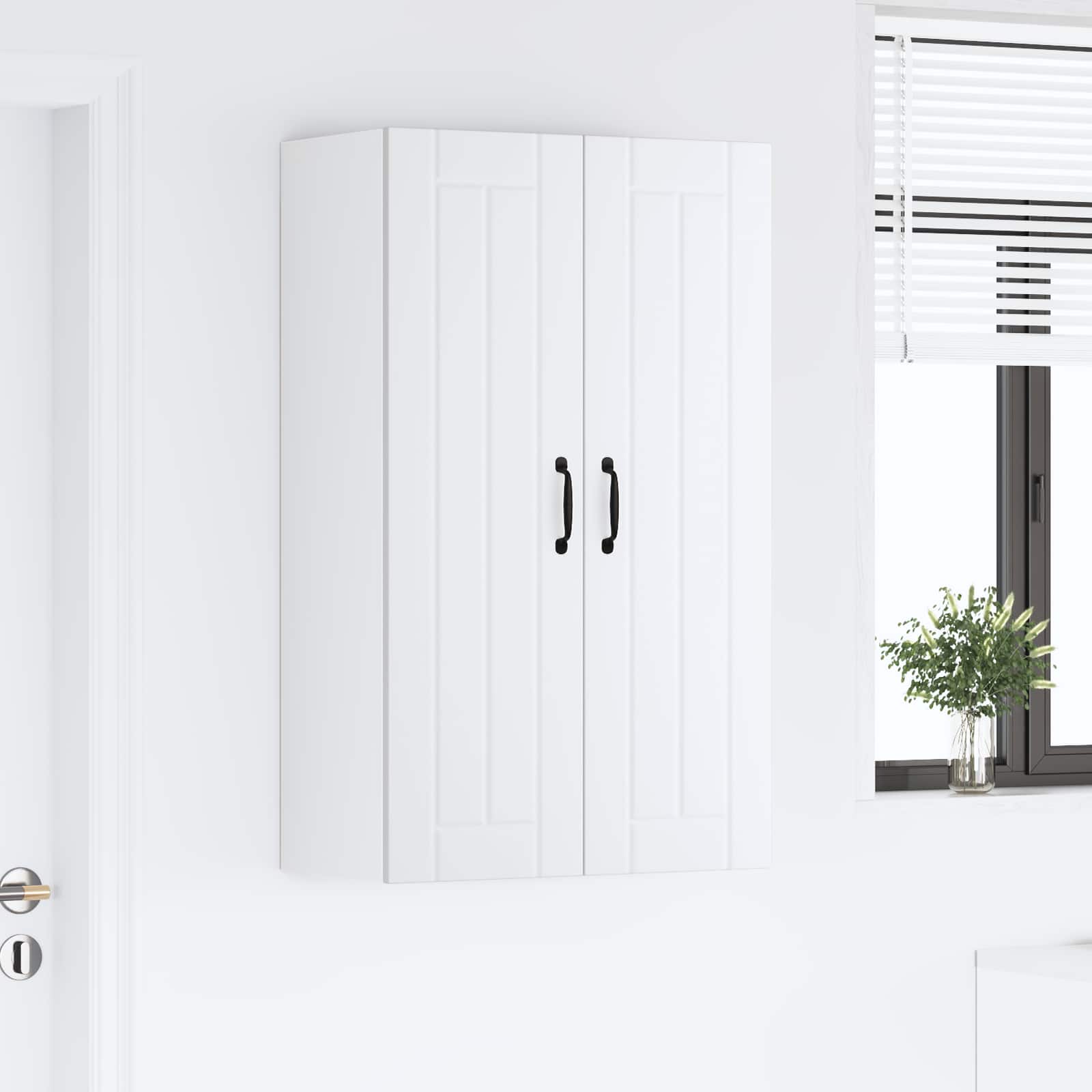 Virtuves sienas skapis ar plauktu, balts, 60 x 31 x 100 cm