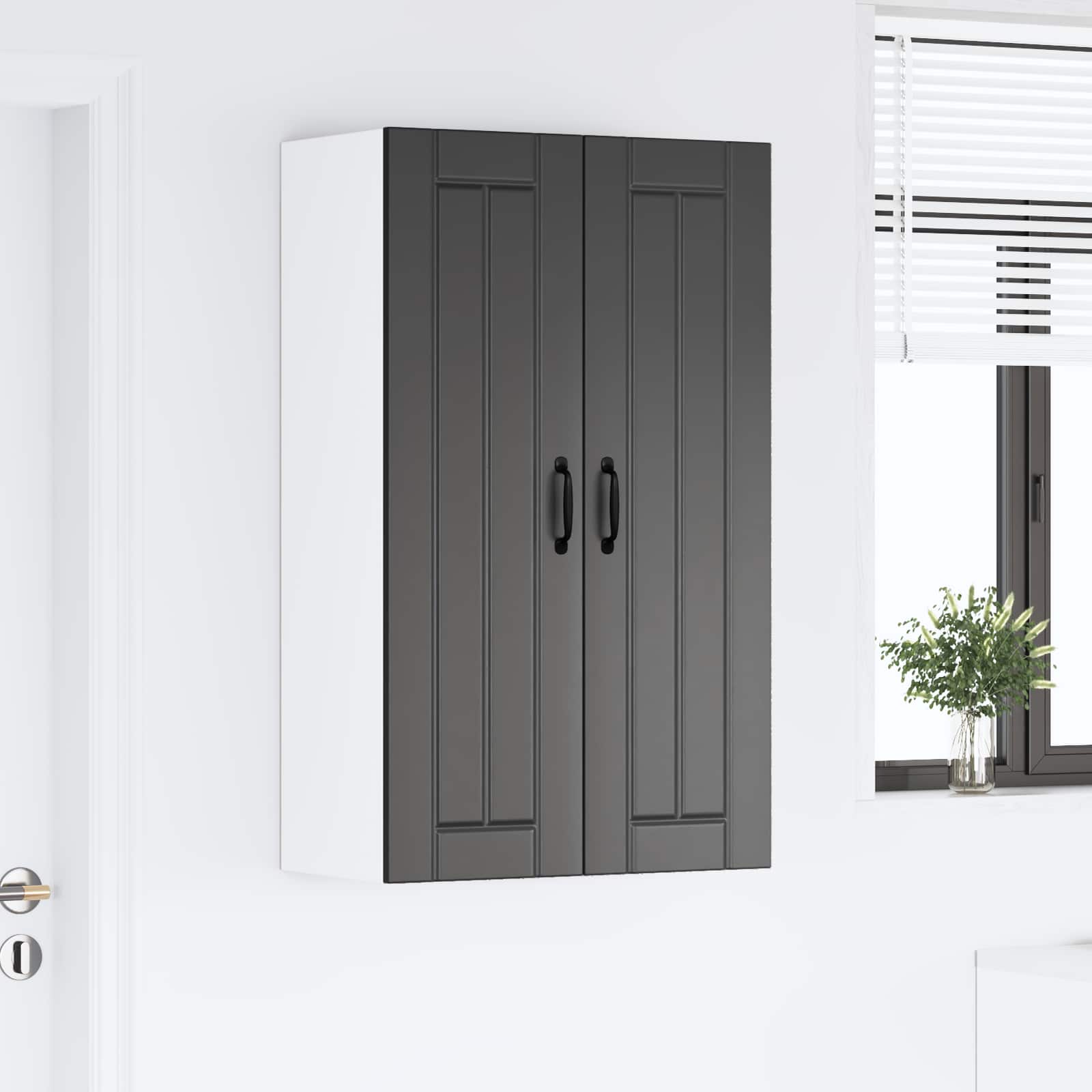 Kitchen wall cabinet with shelf Black 60 x 31 x 100 cm