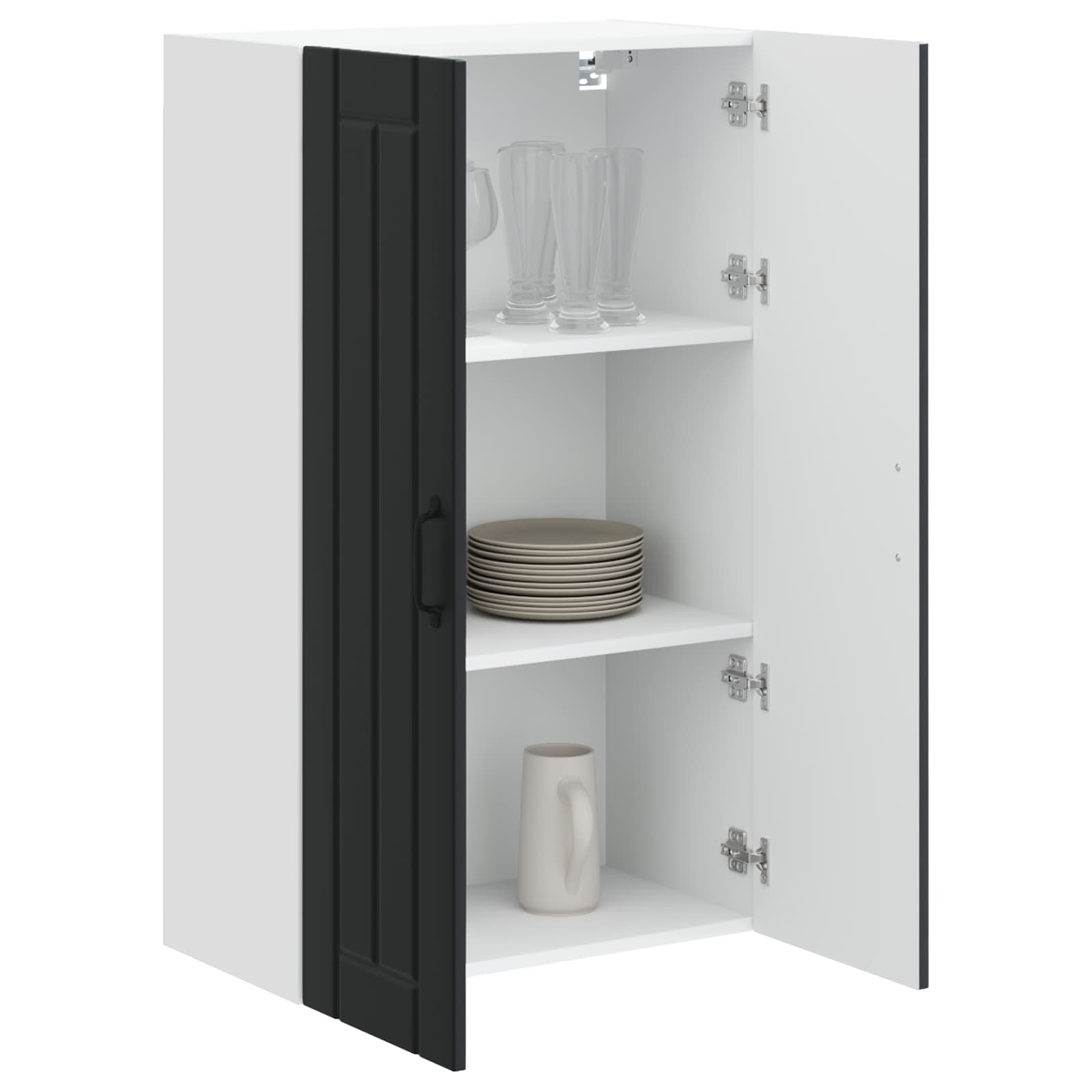 Kitchen wall cabinet with shelf Black 60 x 31 x 100 cm