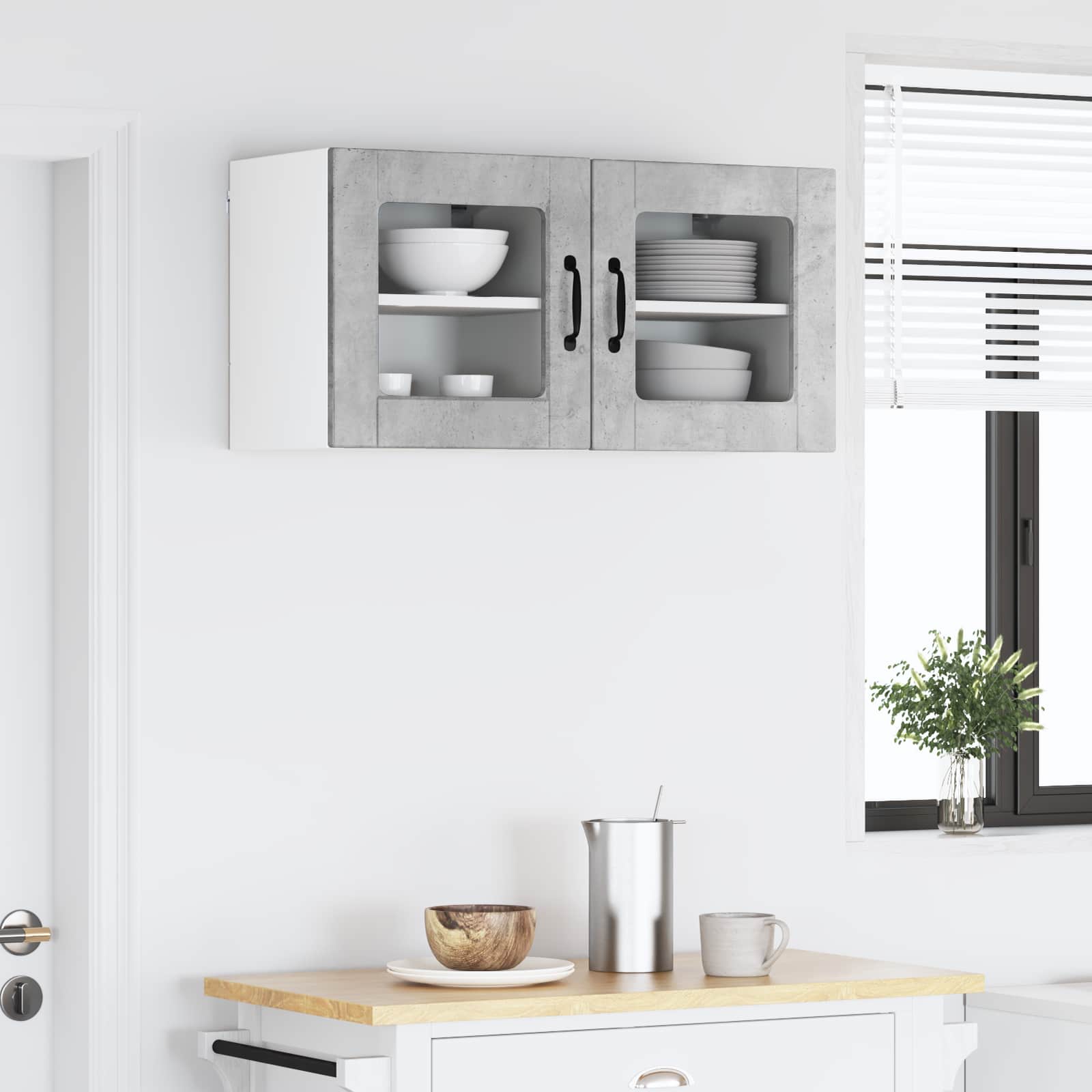 Virtuvės spintelė su lentyna 2 pcs Betono pilka 40 x 31 x 40 cm
