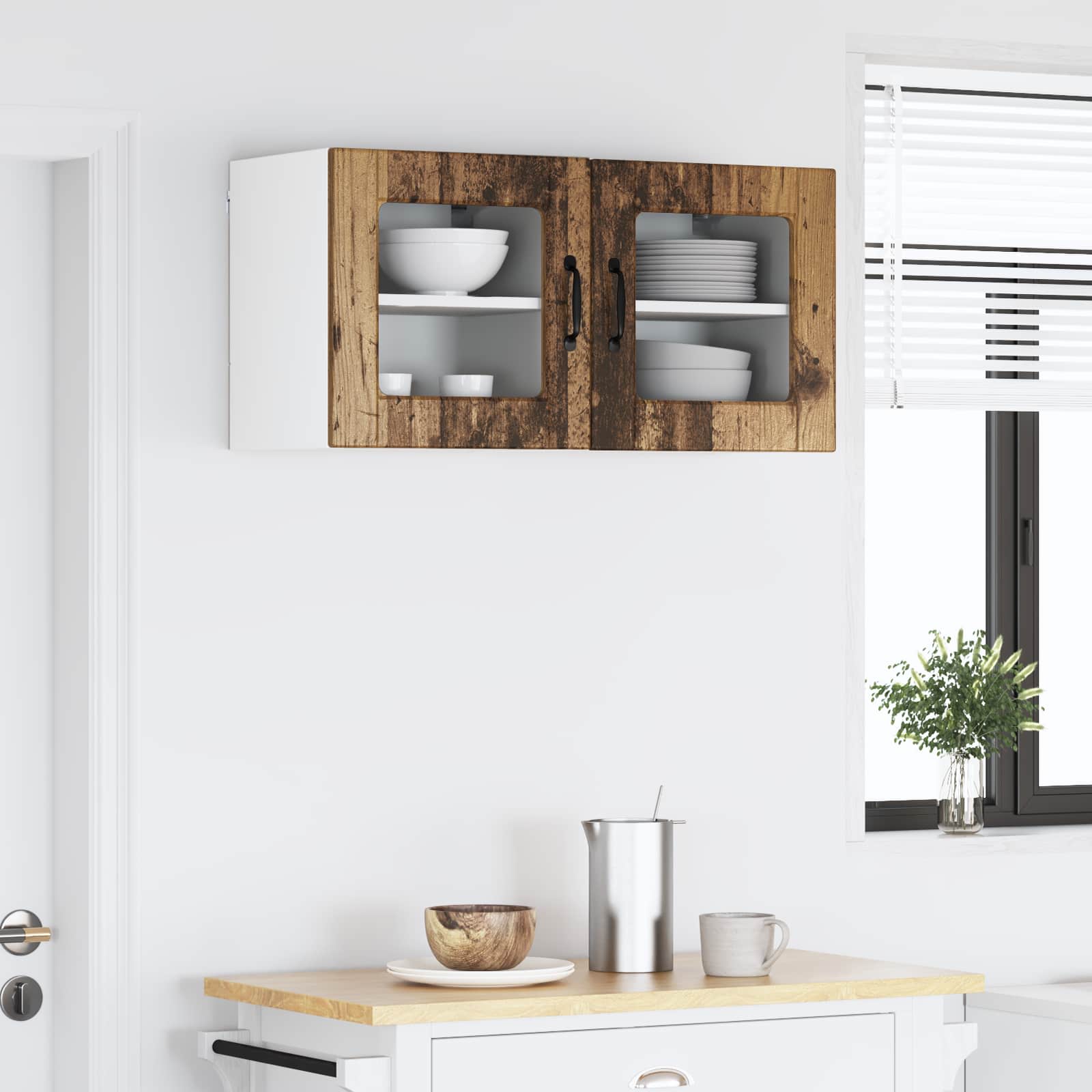 Virtuvės spintelė su lentyna 2 pcs Senas medis 40 x 31 x 40 cm
