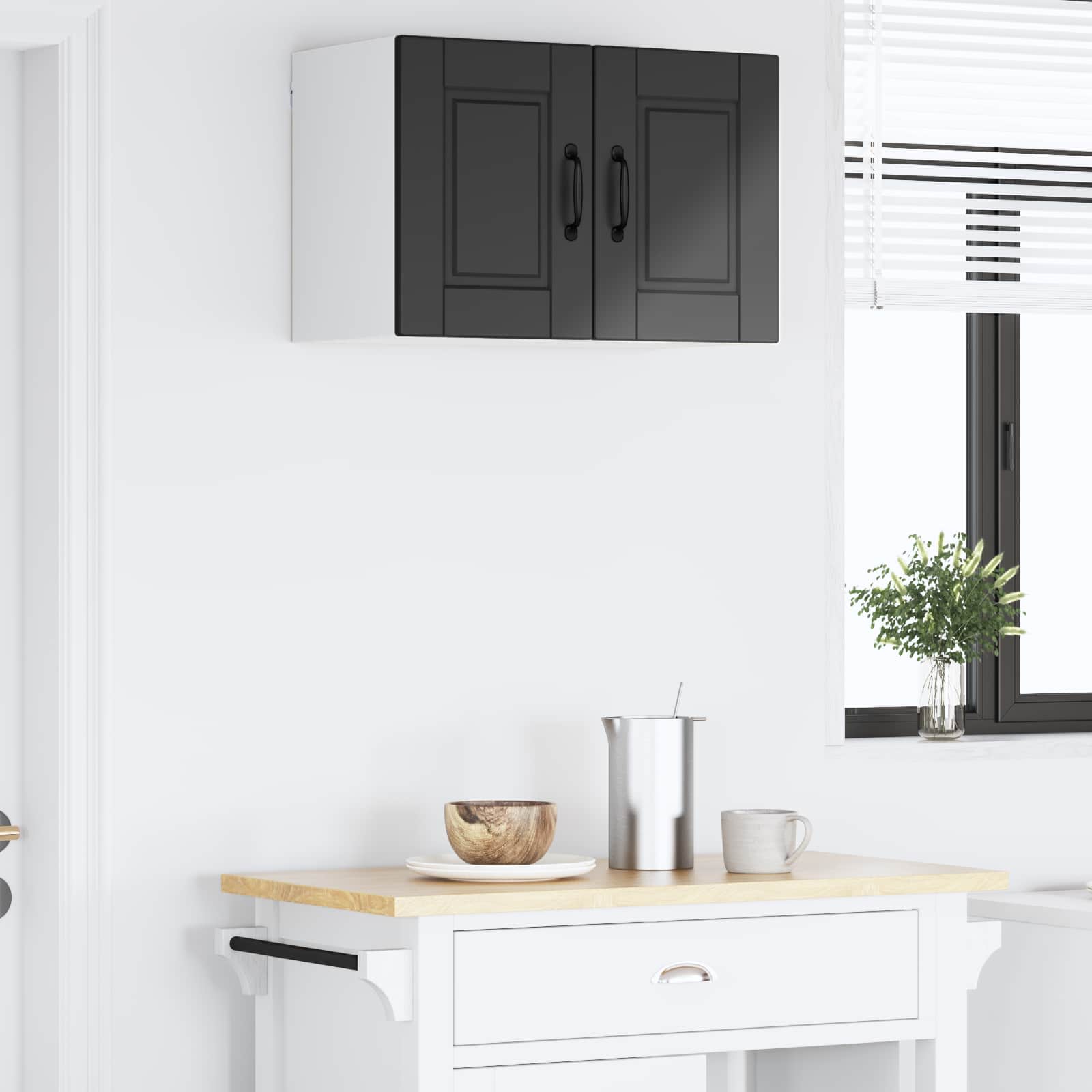 Wall kitchen cabinet with shelf Black 60 x 31 x 40 cm