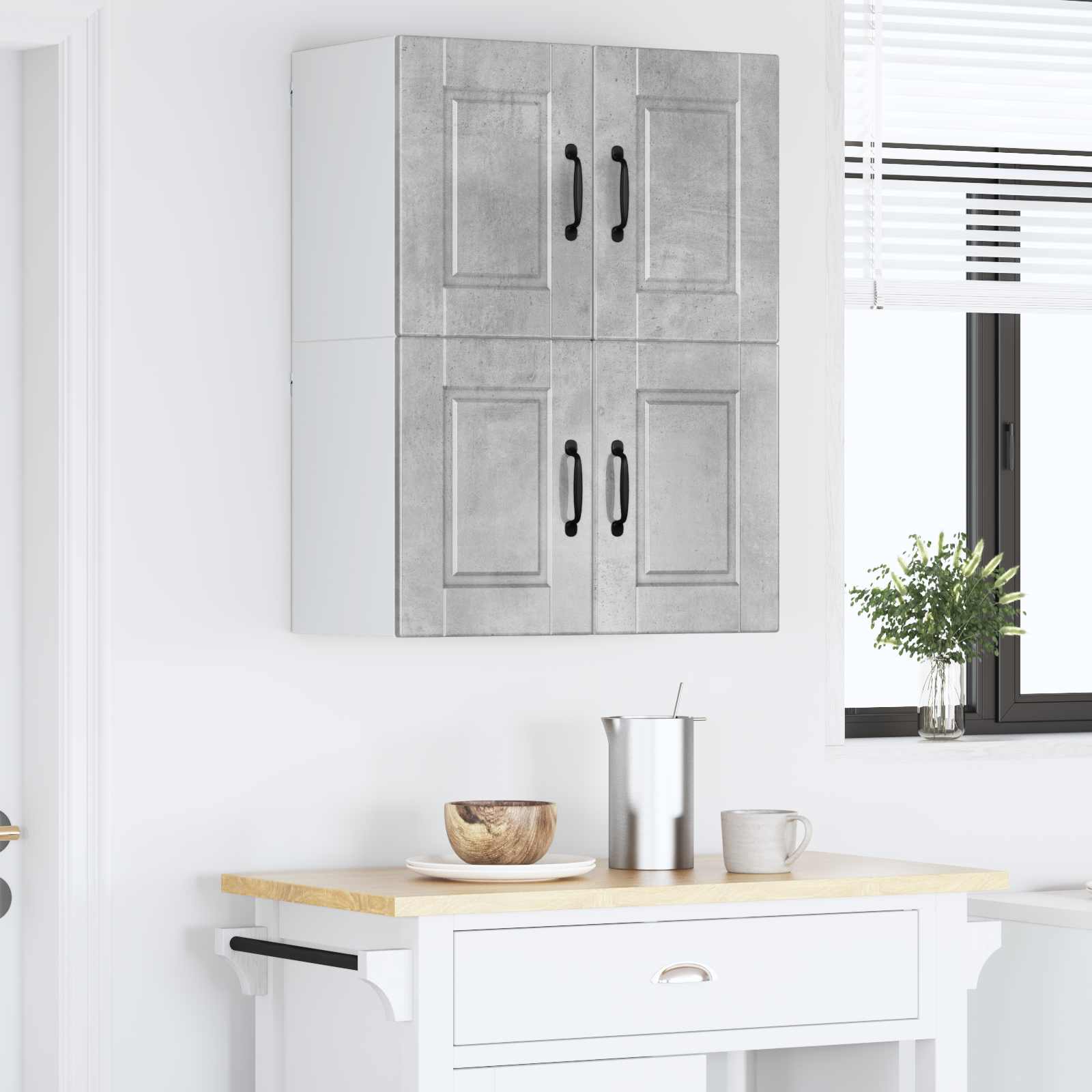 Virtuvės spintelė su lentyna 2 pcs Betono pilka 60 x 31 x 40 cm