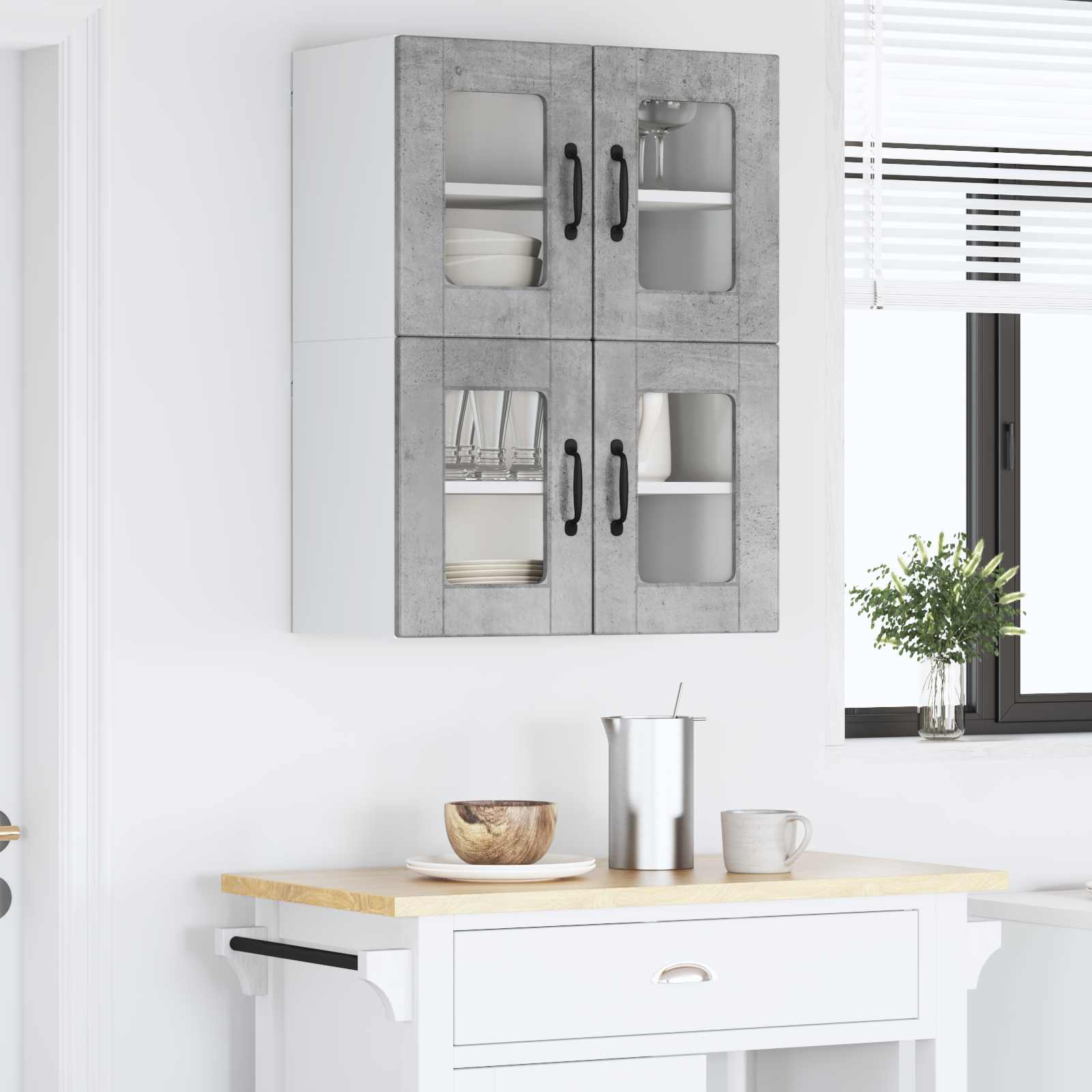 Virtuvės spintelė su lentyna 2 pcs Betono pilka 60 x 31 x 40 cm