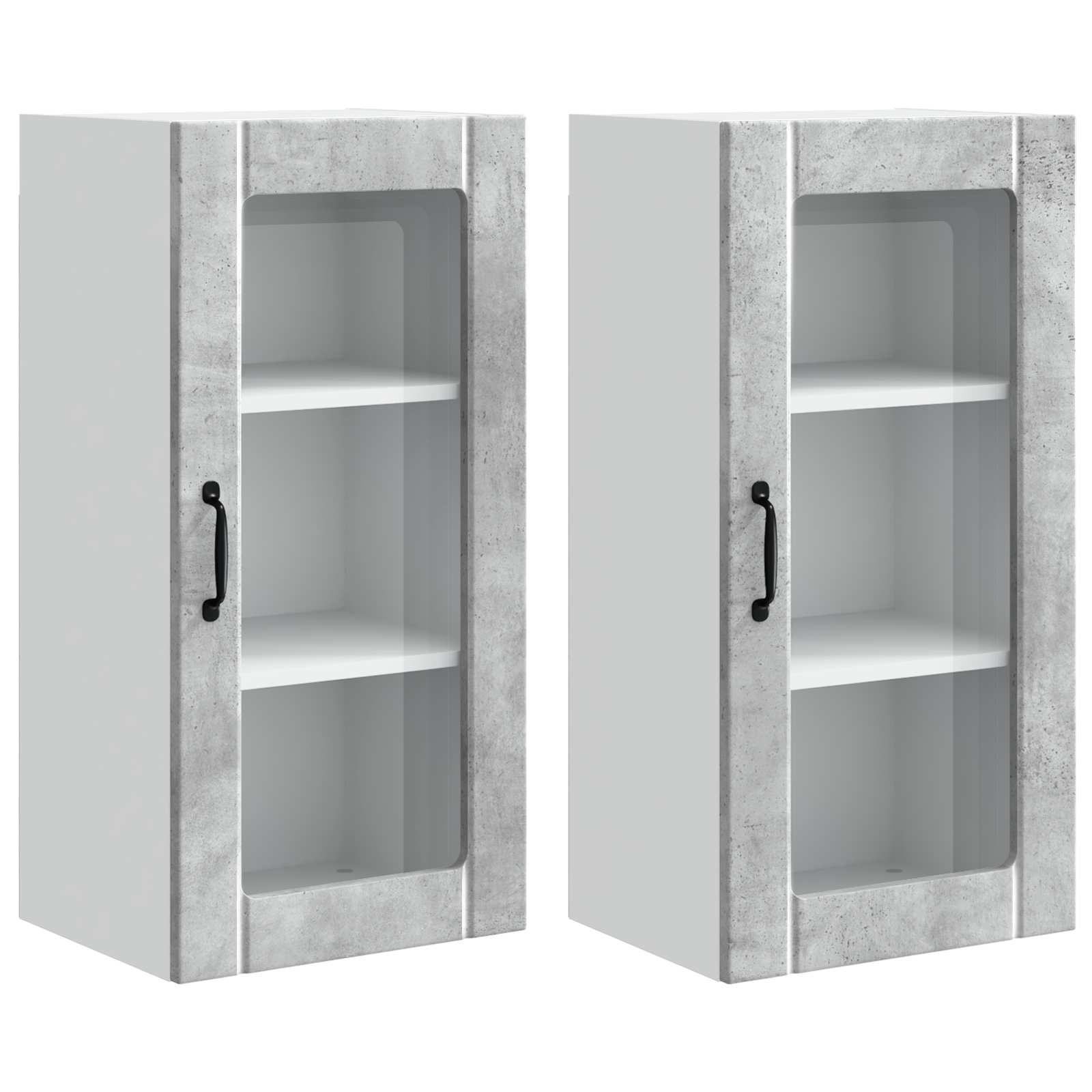 Virtuvės spintelė su lentyna 2 pcs Betono pilka 40 x 31 x 80 cm