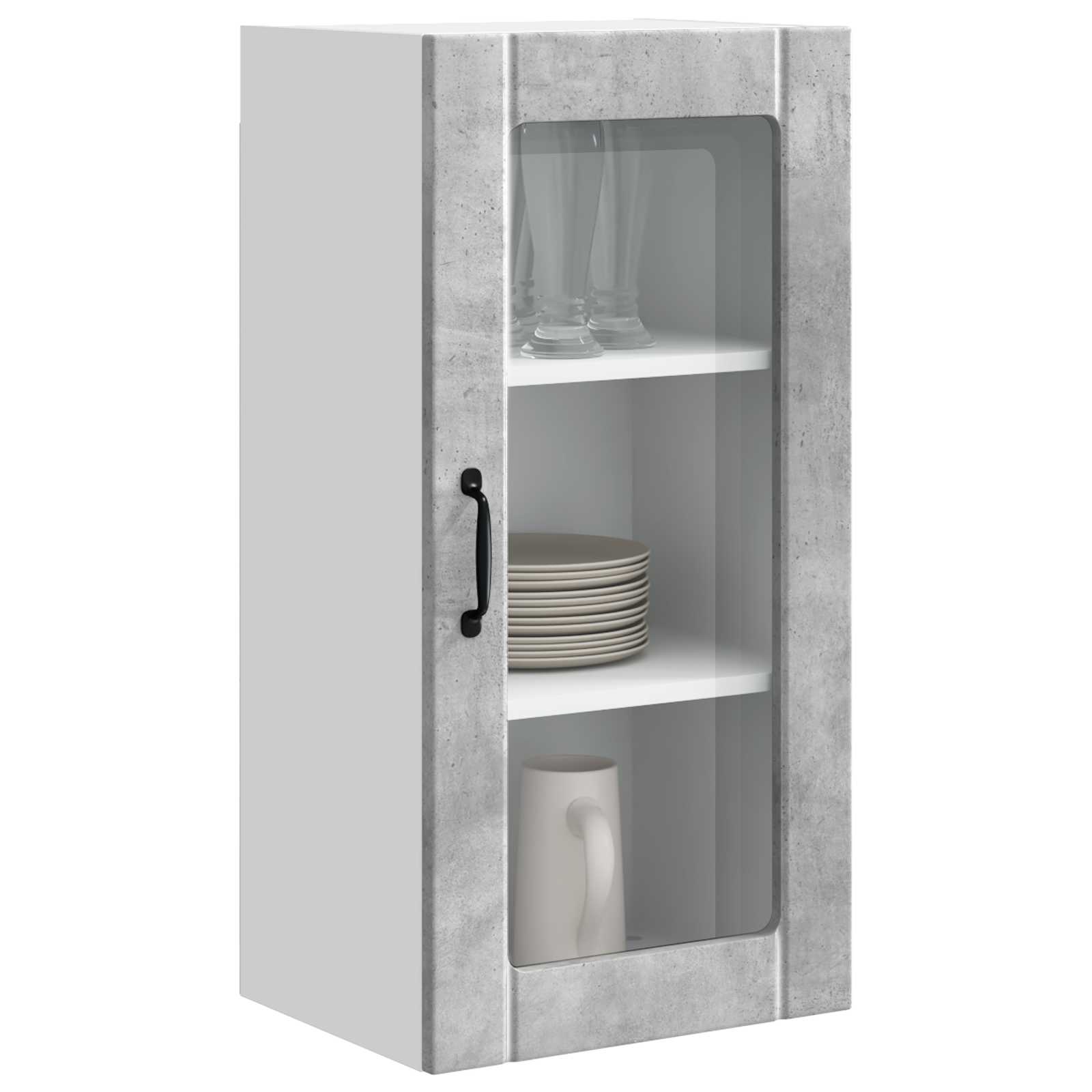 Virtuvės spintelė su lentyna 2 pcs Betono pilka 40 x 31 x 80 cm