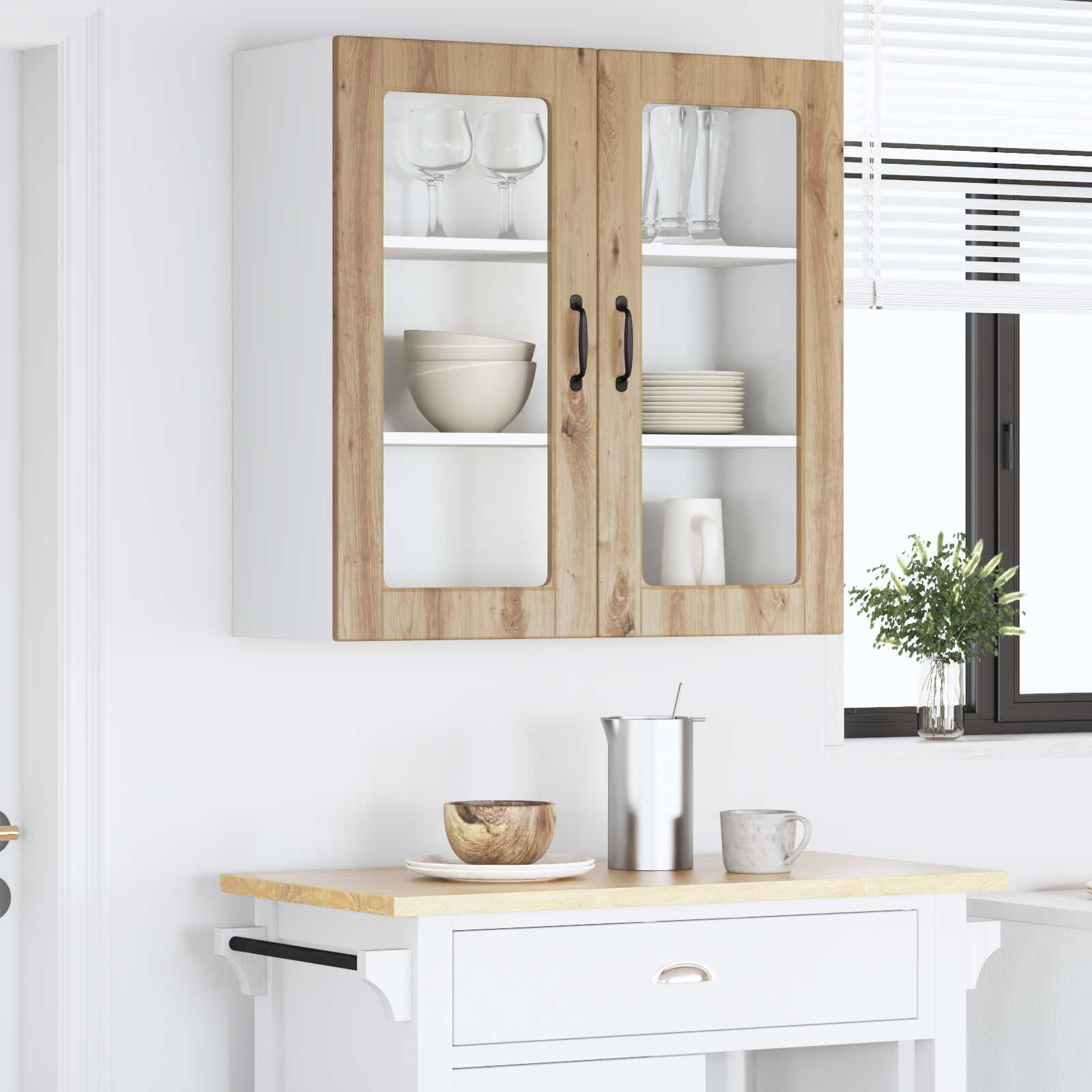 Kitchen cabinet with shelf Crafted oak 80 x 31 x 80 cm