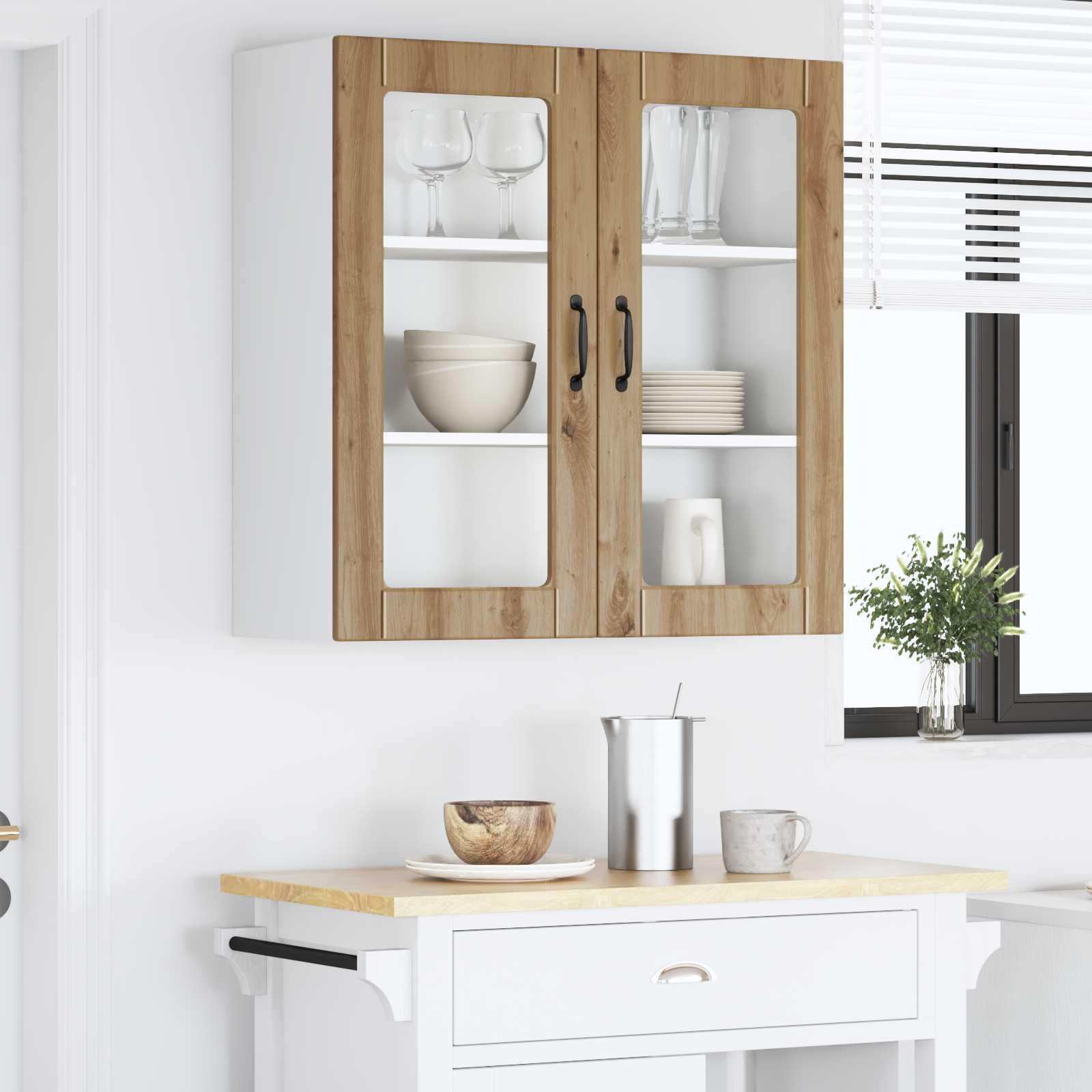 Kitchen cabinet with shelf Crafted oak 80 x 31 x 80 cm