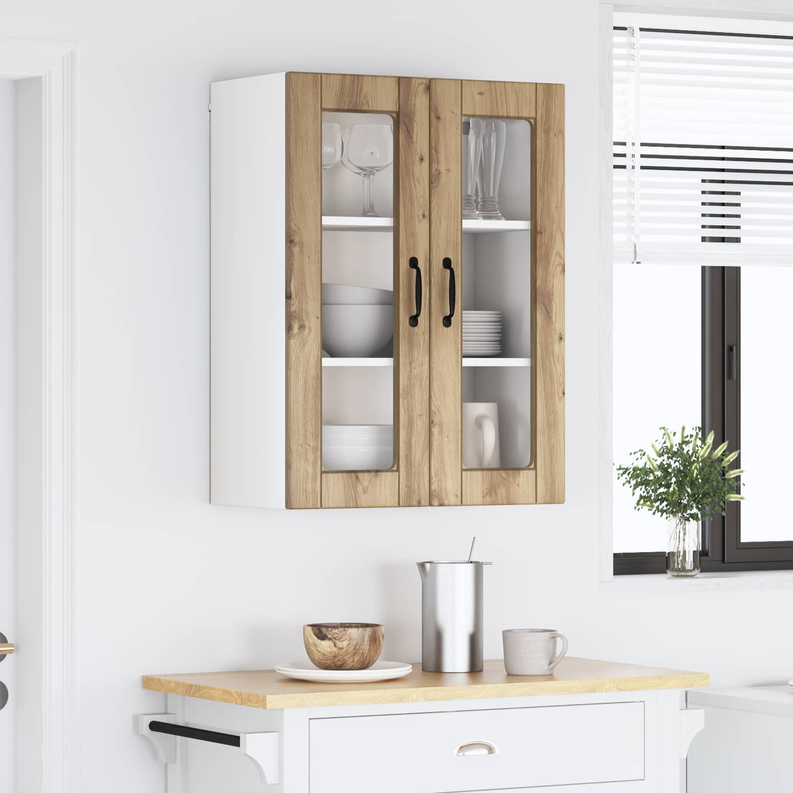 Kitchen cabinet with shelf Crafted Oak 60 x 31 x 80 cm