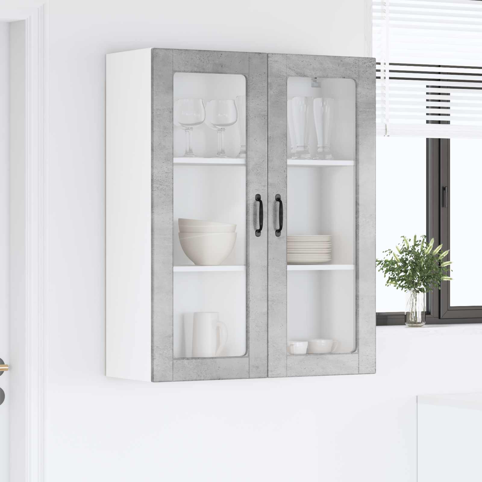 Kitchen wall cabinet Concrete grey 80 x 31 x 100 cm