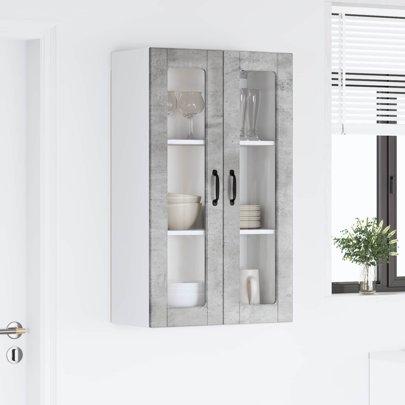 Virtuvės spintelė su lentyna Betono pilka 60 x 31 x 100 cm