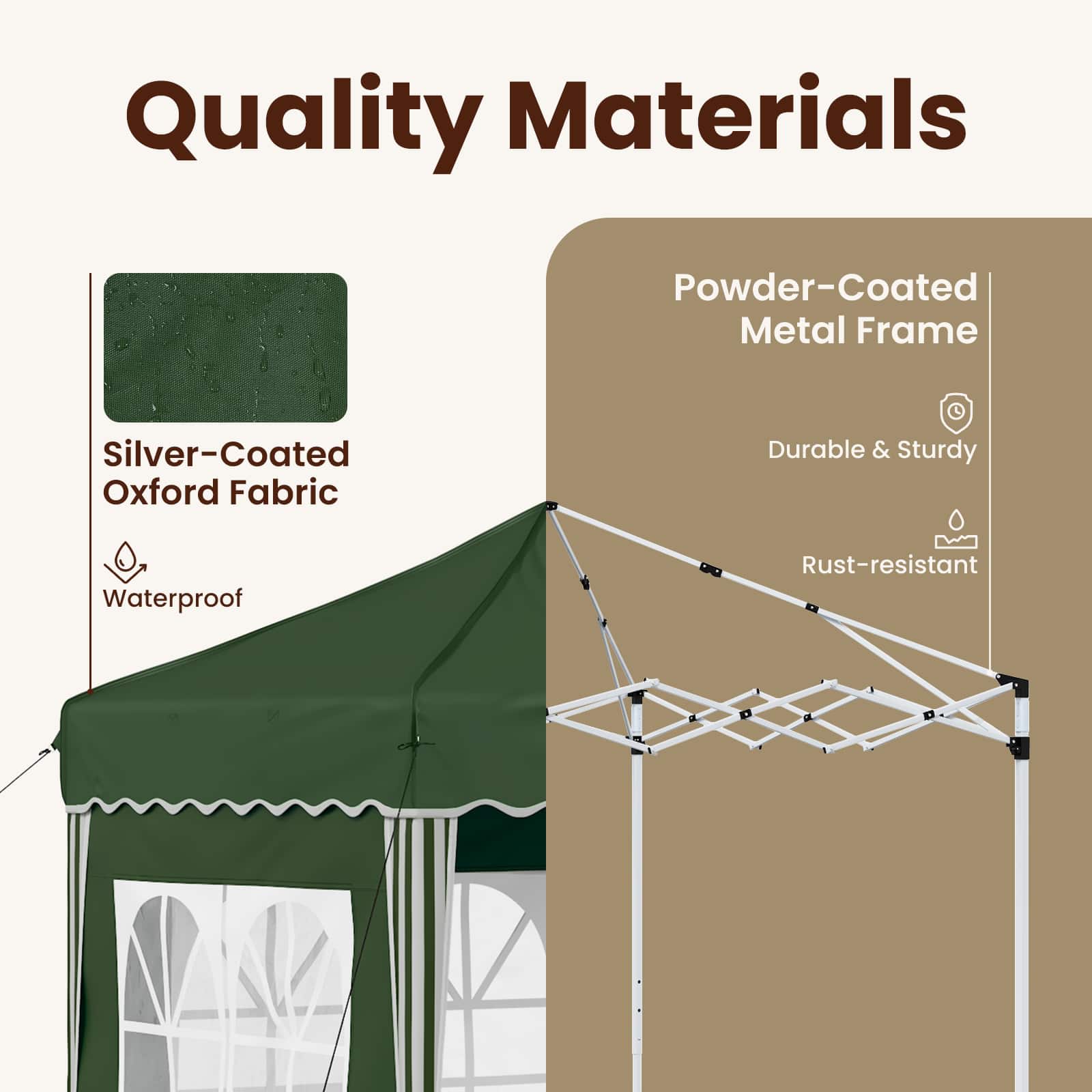 Pop-up Party Tent Green 195 x 195 x 245 cm