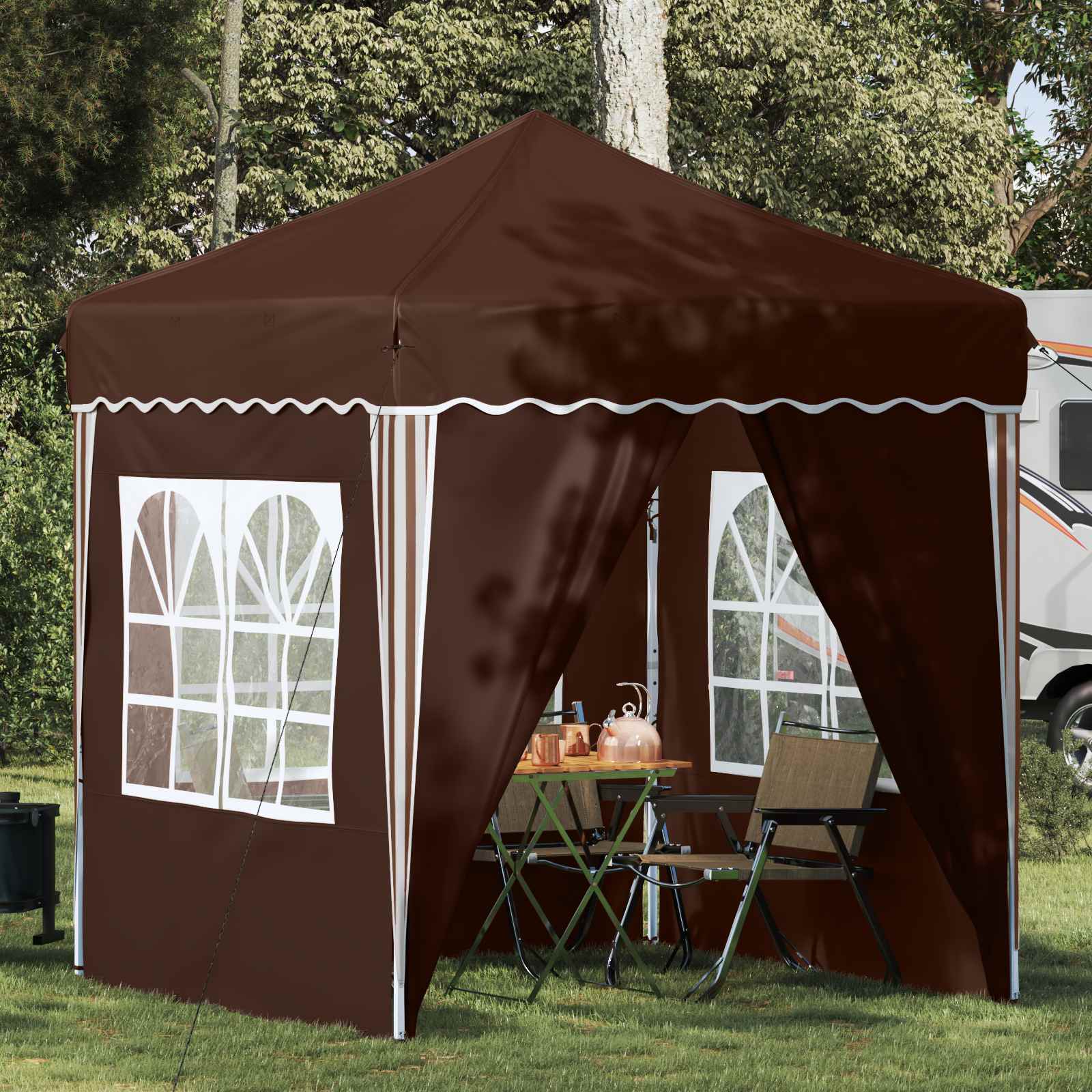 Pop-up Party Tent Brown 195 x 195 x 245 cm
