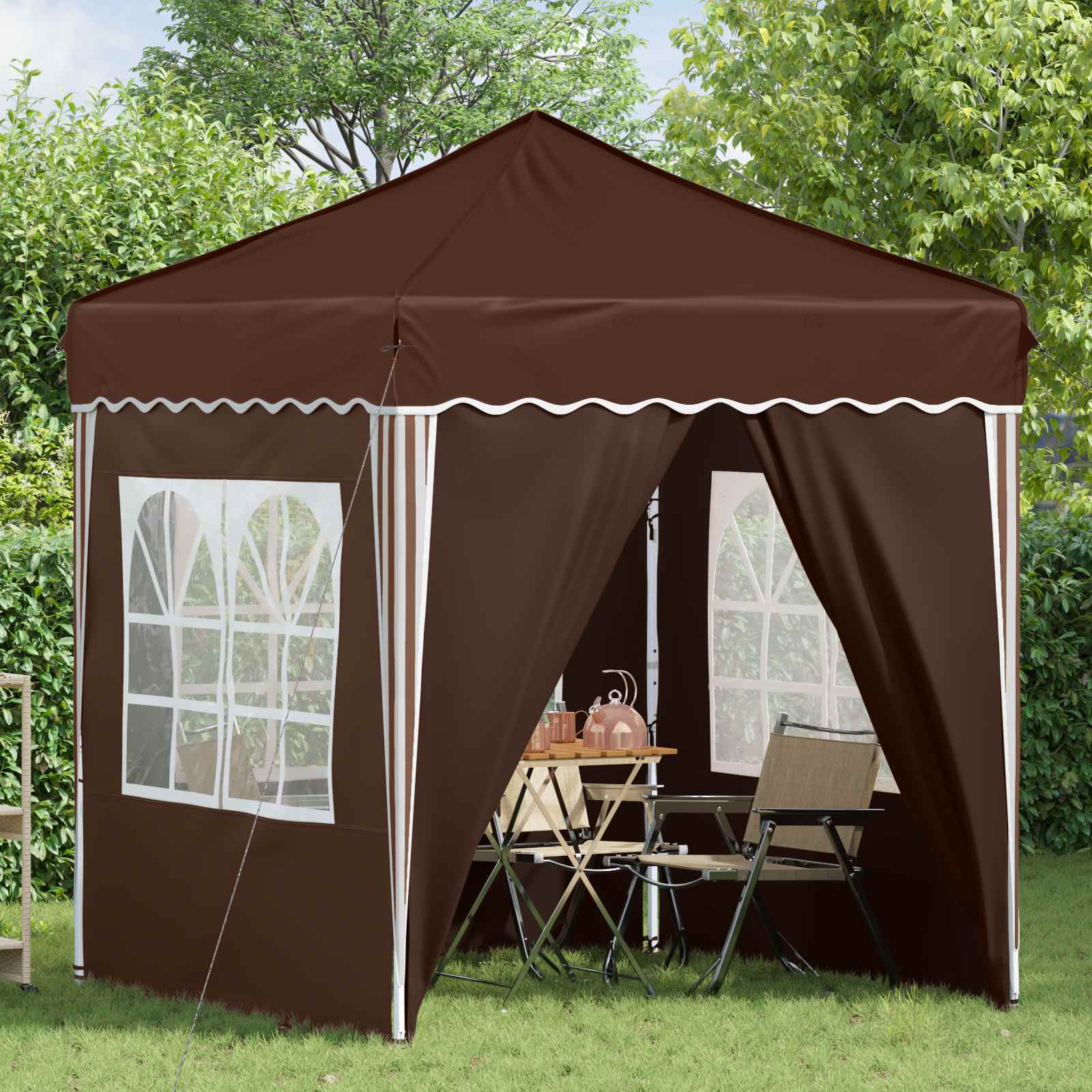 Pop-up Party Tent Brown 195 x 195 x 245 cm