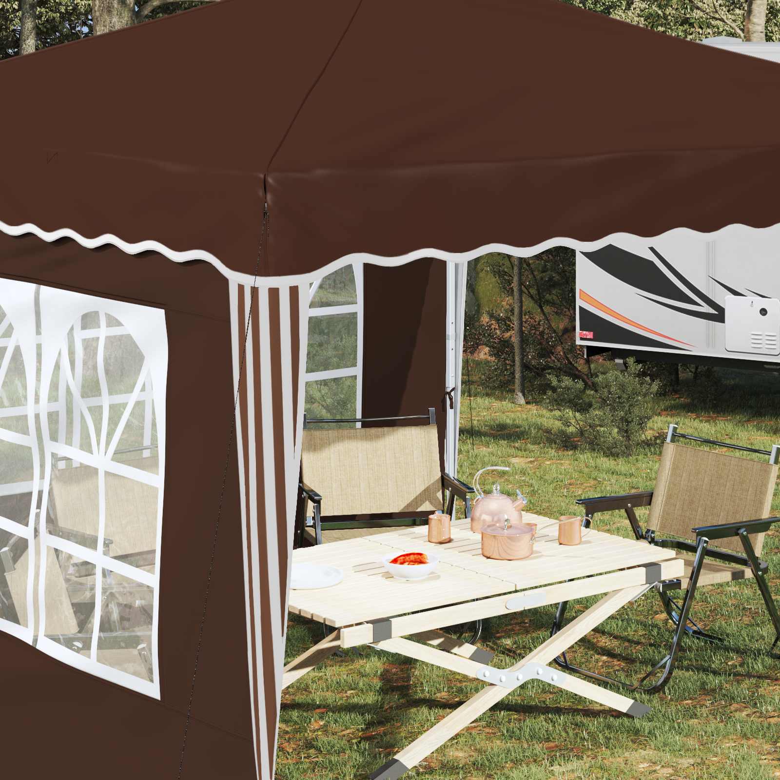Pop-up Party Tent Brown 288 x 288 x 245 cm