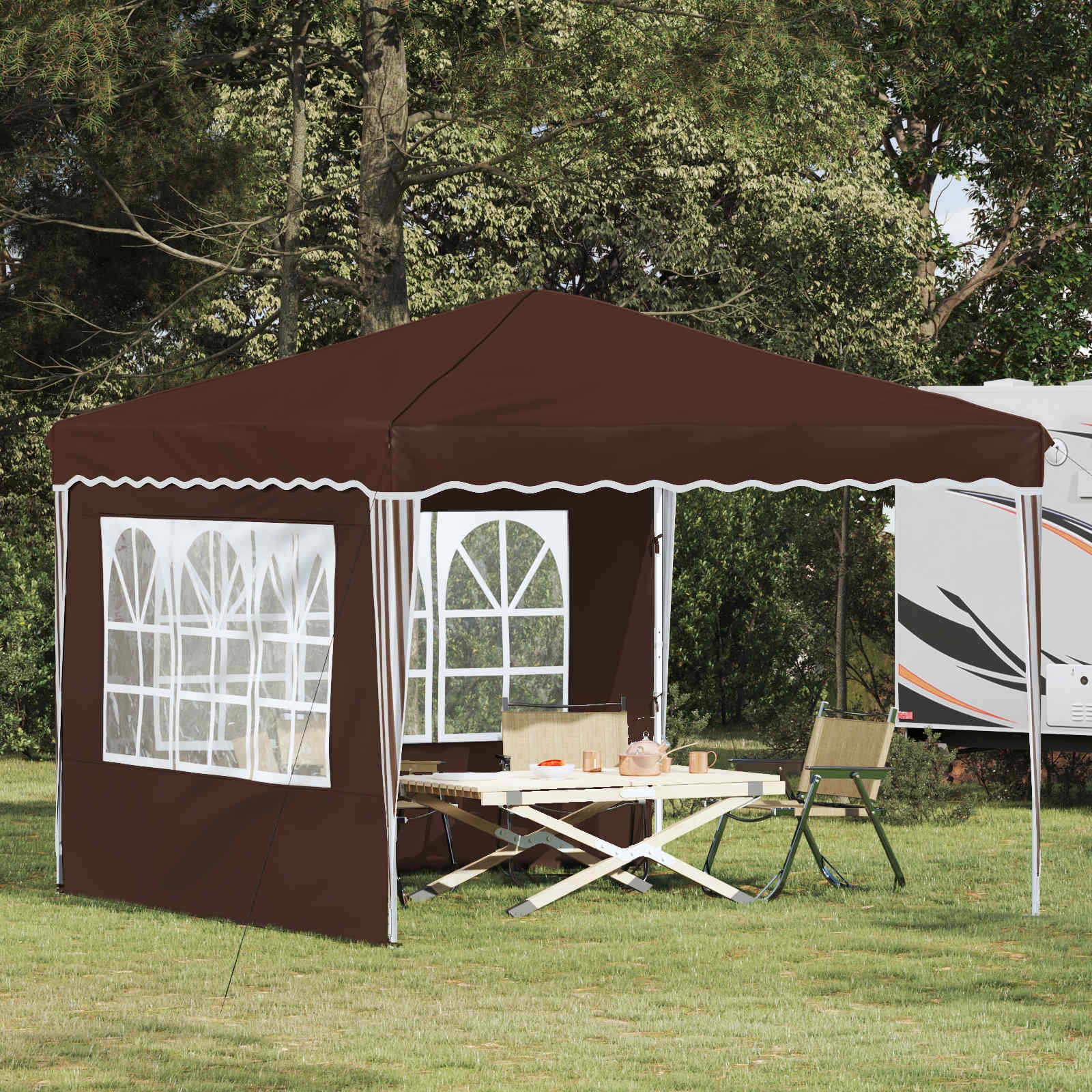 Pop-up Party Tent Brown 288 x 288 x 245 cm