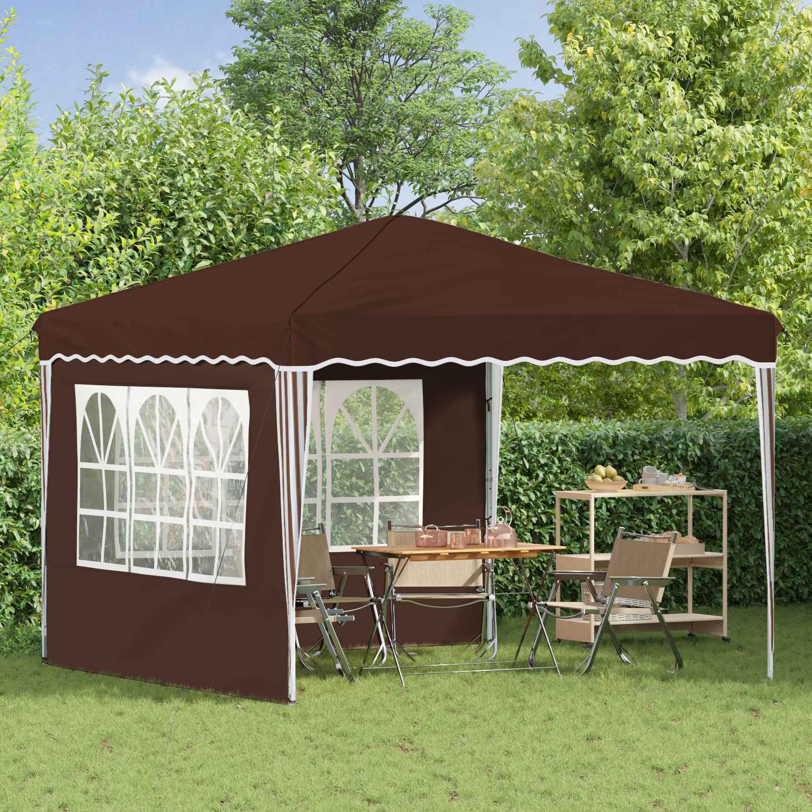 Pop-up Party Tent Brown 288 x 288 x 245 cm