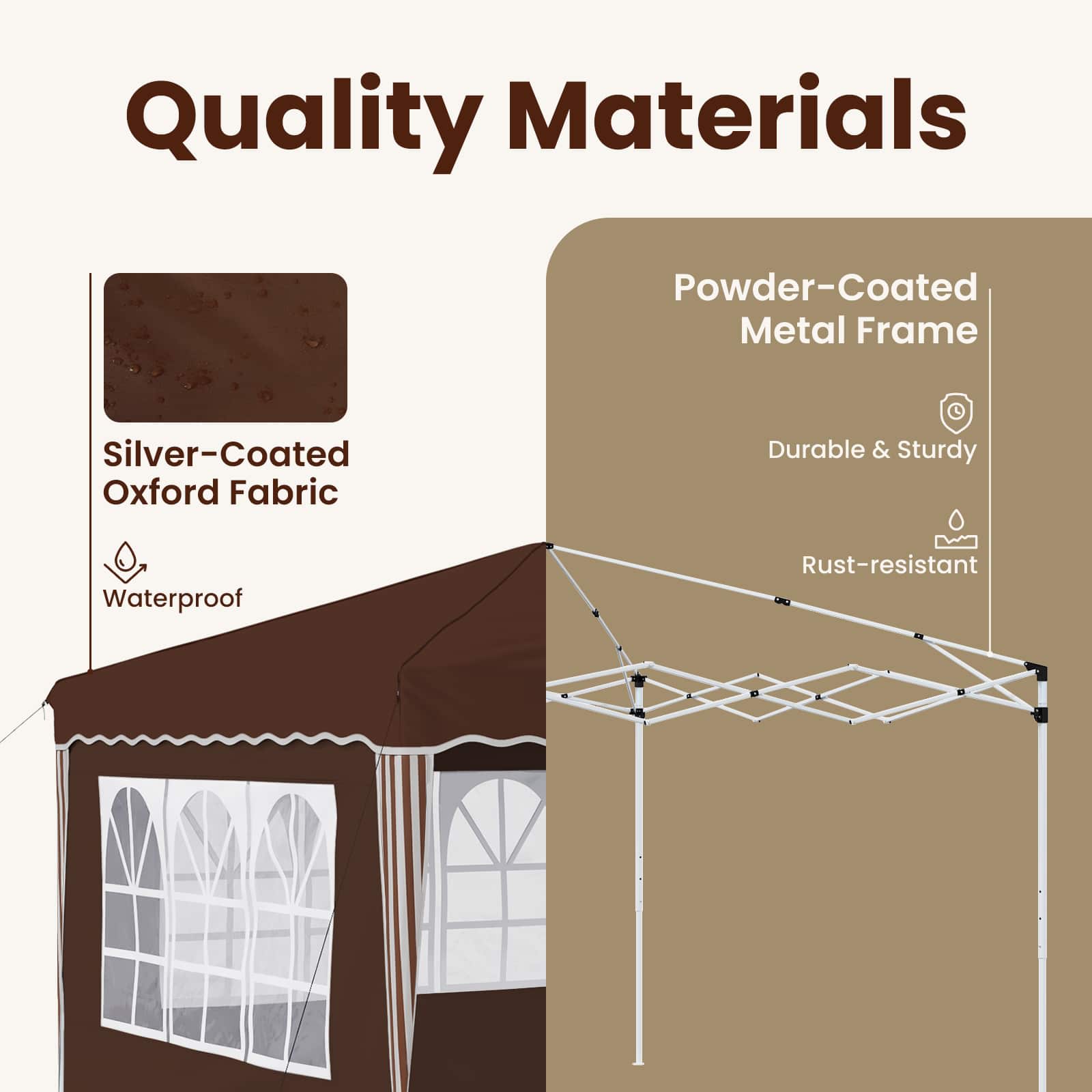 Pop-up Party Tent Brown 288 x 288 x 245 cm
