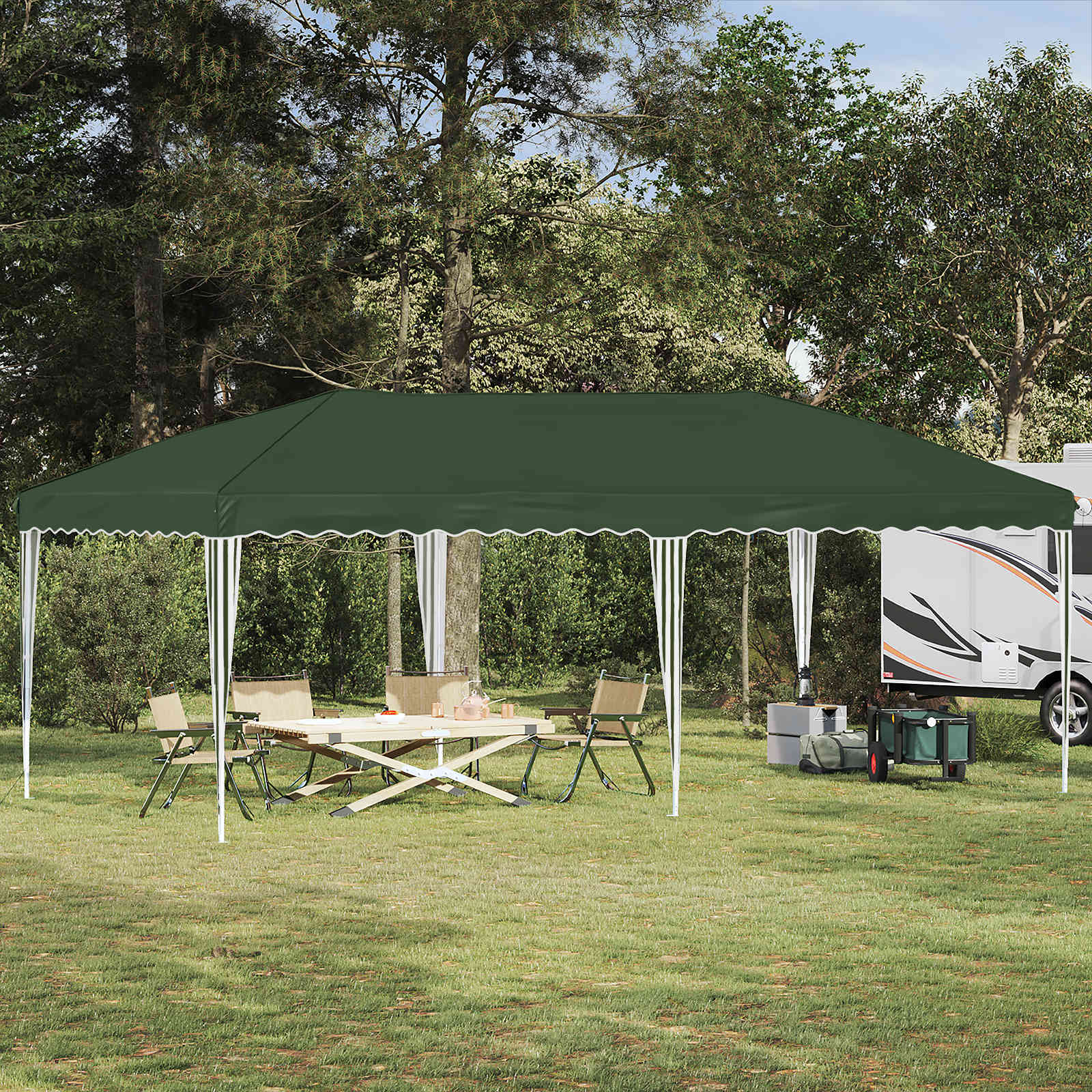 Pop-up šventinis palapinė 575 x 290 x 245 cm Žalia