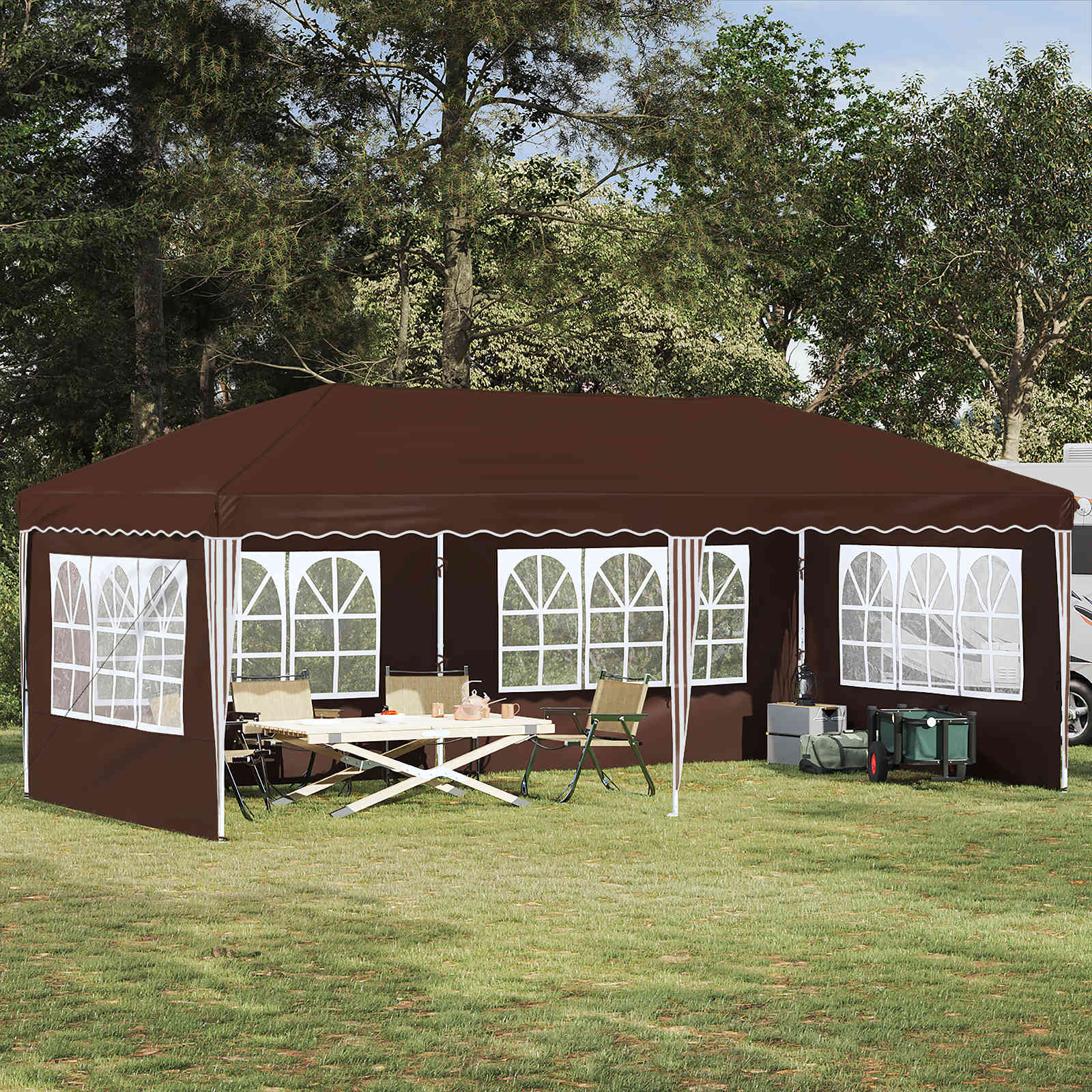 Pop-up šventinis palapinė 575 x 289 x 245 cm Ruda