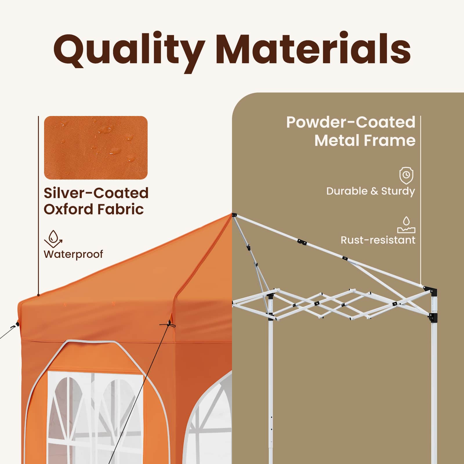 Pop-up šventinis palapinė 192 x 192 x 245 cm Oranžinė