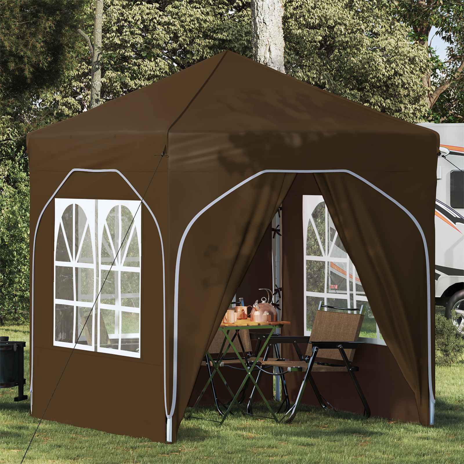 Pop-up šventinis palapinė 192 x 192 x 245 cm Taupe
