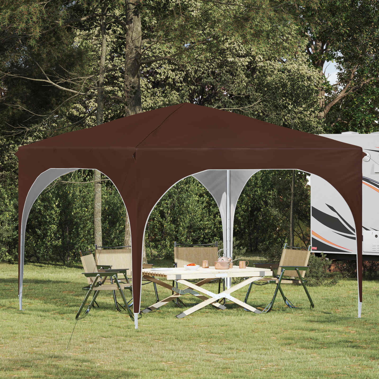 Pop-up šventinis palapinė 290 x 290 x 245 cm Ruda