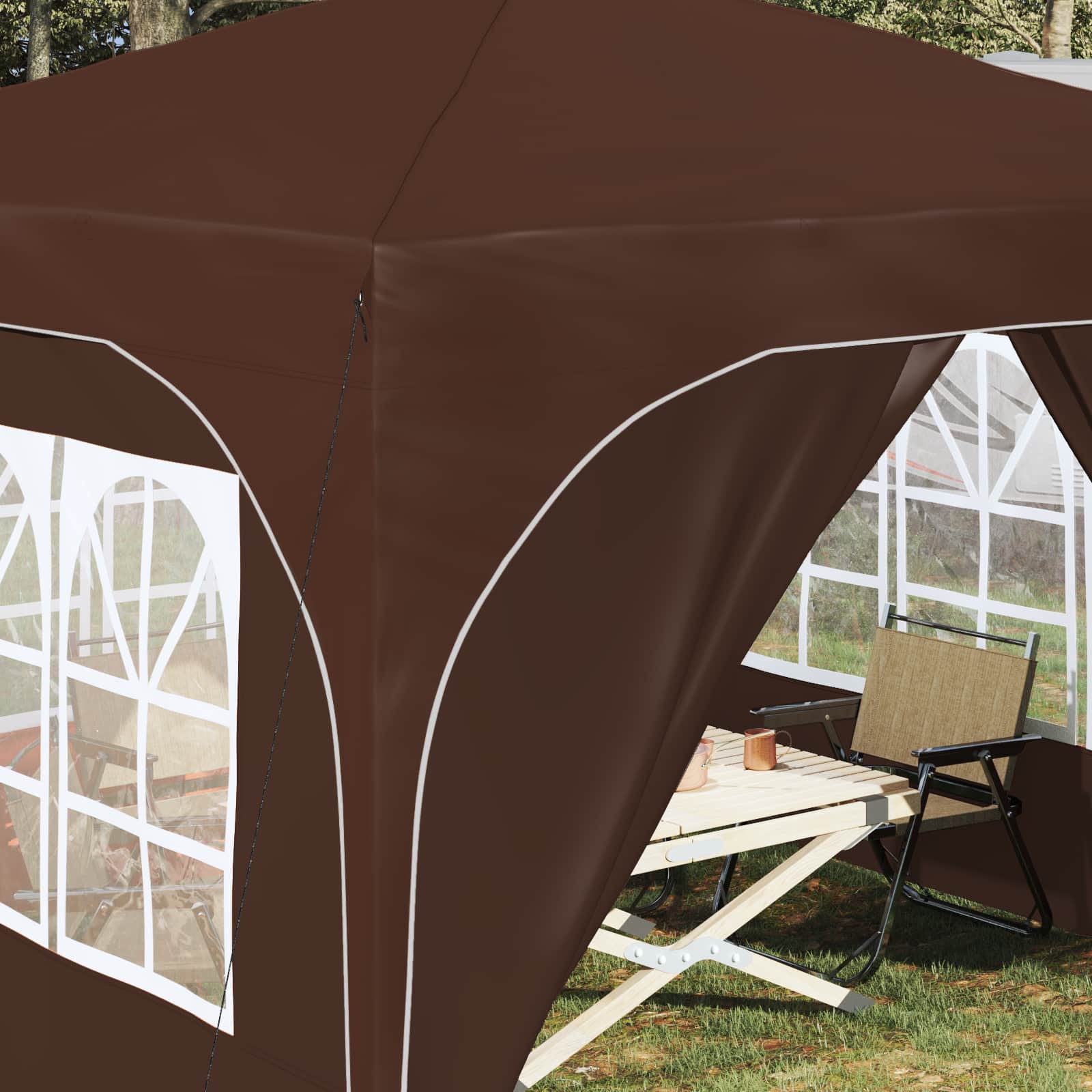 Pop-up šventinis palapinė 290 x 290 x 245 cm Ruda