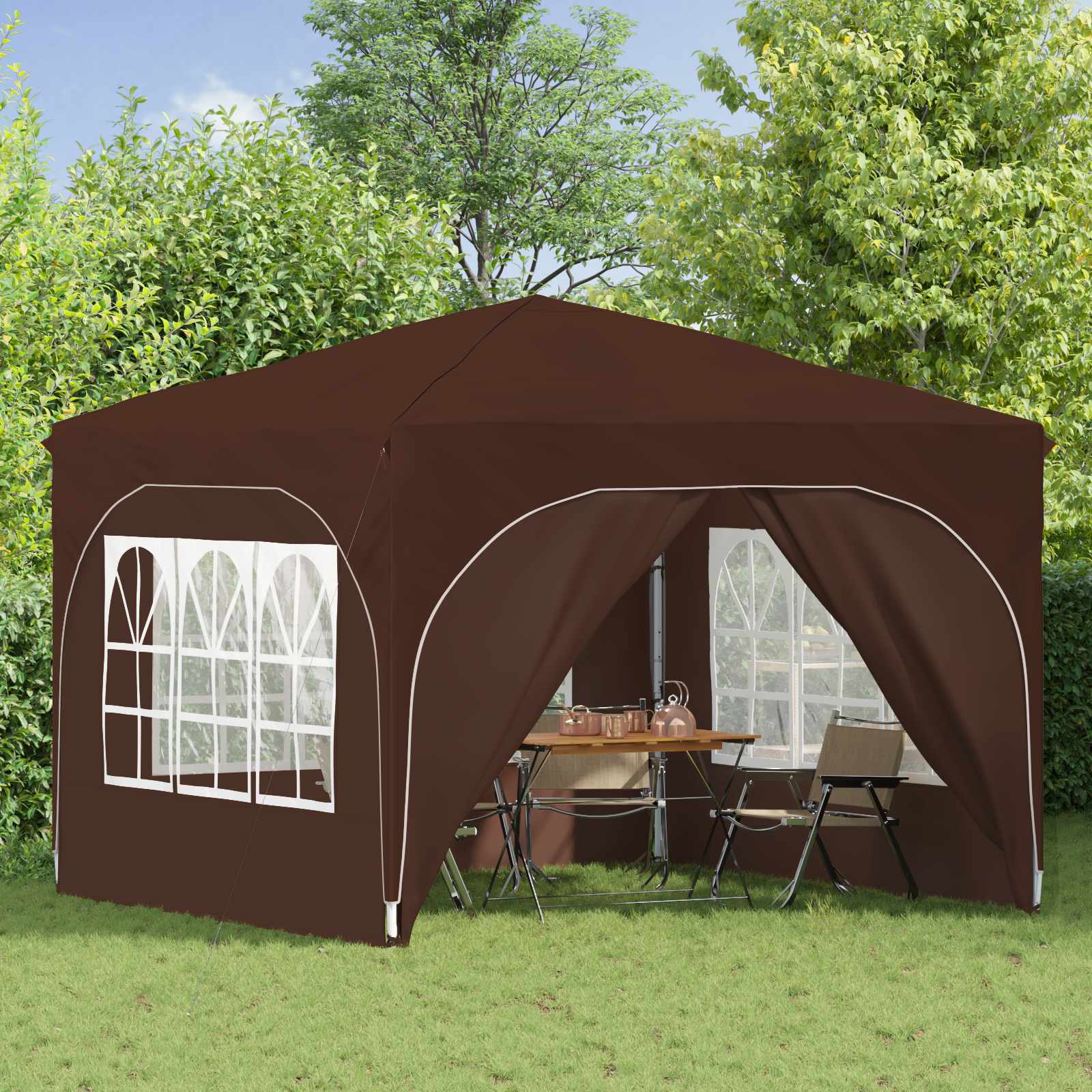 Pop-up šventinis palapinė 290 x 290 x 245 cm Ruda