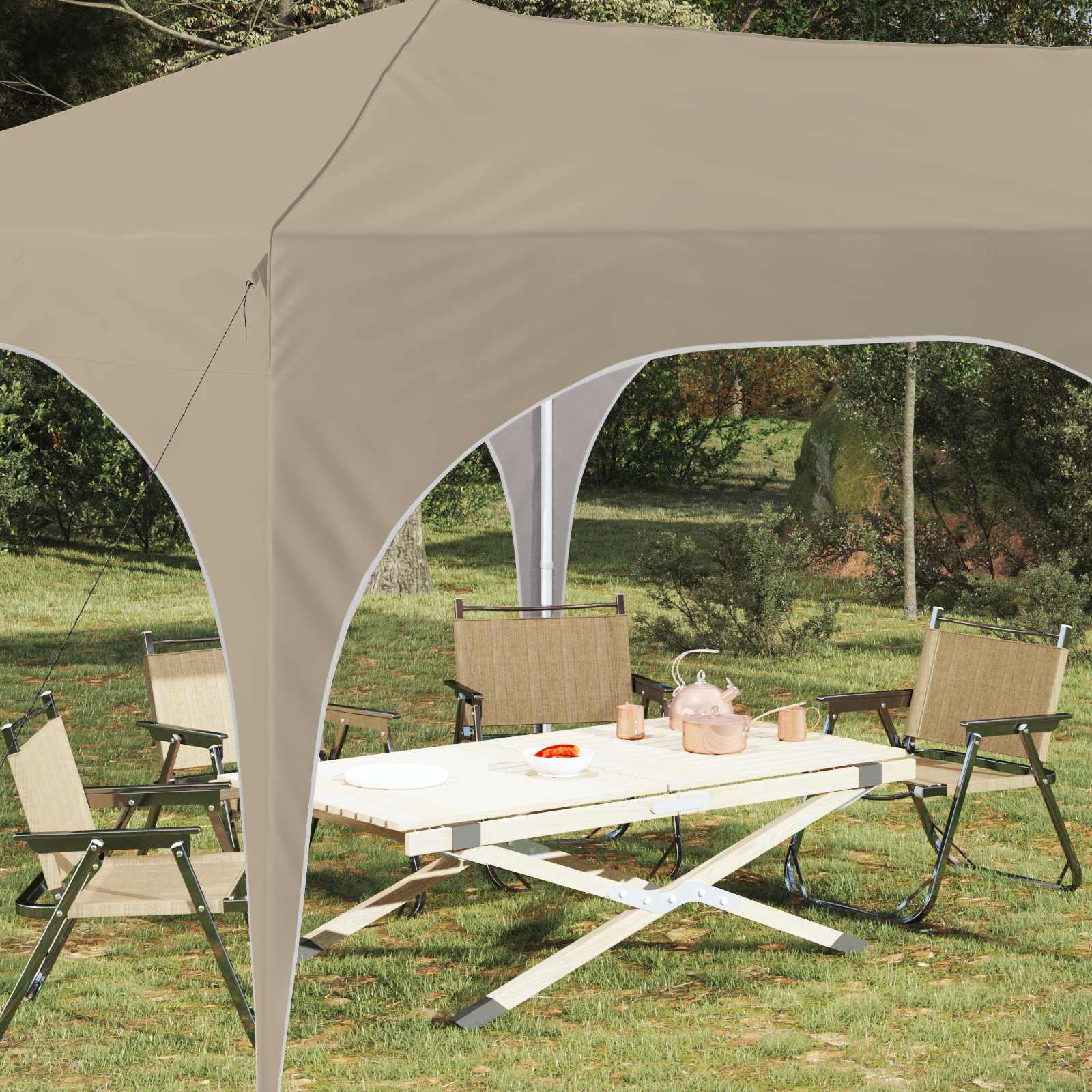Pop-up šventinis palapinė 575 x 288 x 245 cm Kreminė