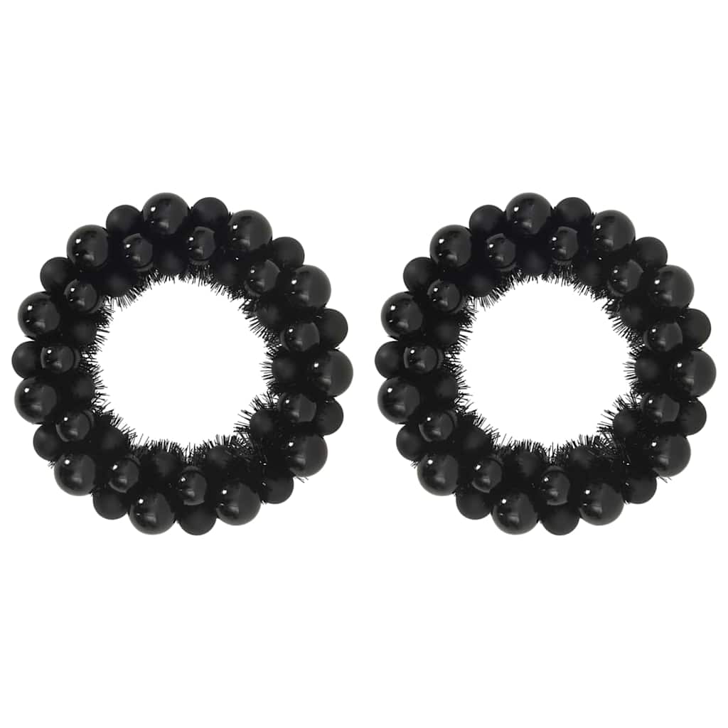 Kalėdų Kamuoliukų Vainikai 2 pcs Juoda 33 x 33 x 7 cm