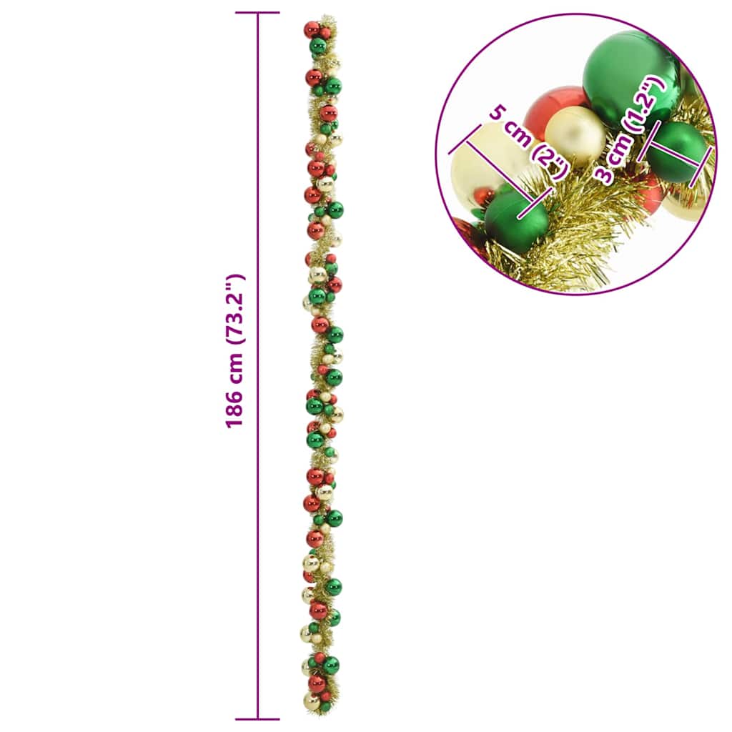 Kalėdų rutulių girlianda Įvairiaspalvis 186 cm Polystirenas