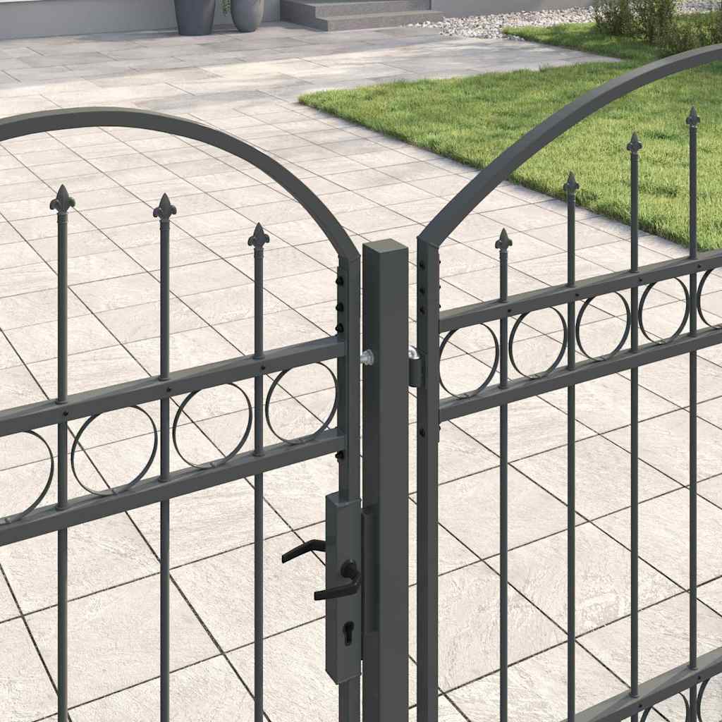 Sodo tvorelės vartai su arkiniu viršumi Pilka 4 x 1,25 m