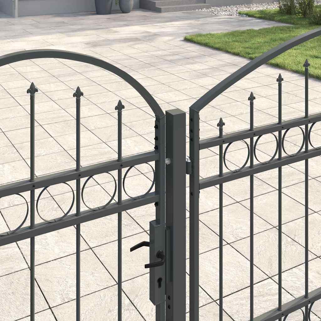 Garden Gate with Arched Top Grey 500 x 75 cm