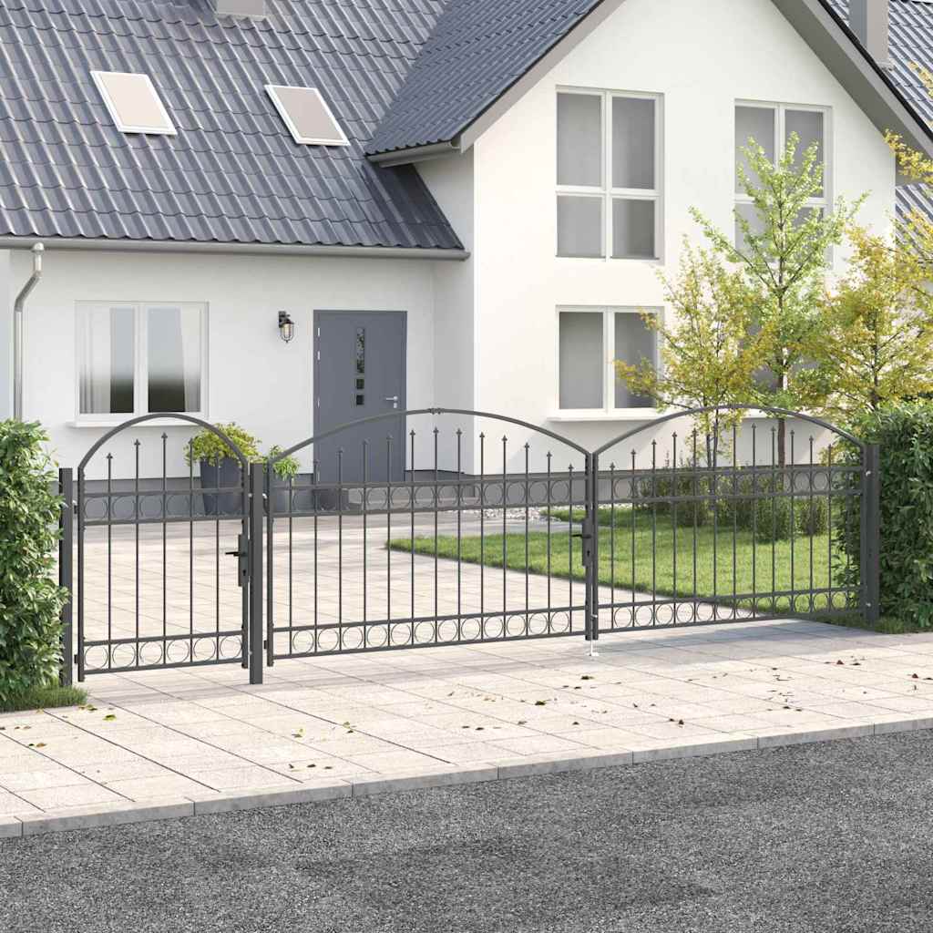 Garden Gate with Arched Top Grey 500 x 75 cm