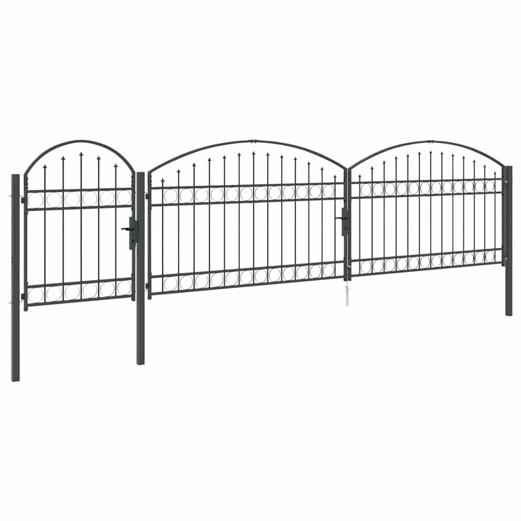 Garden Gate with Arched Top Grey 500 x 75 cm